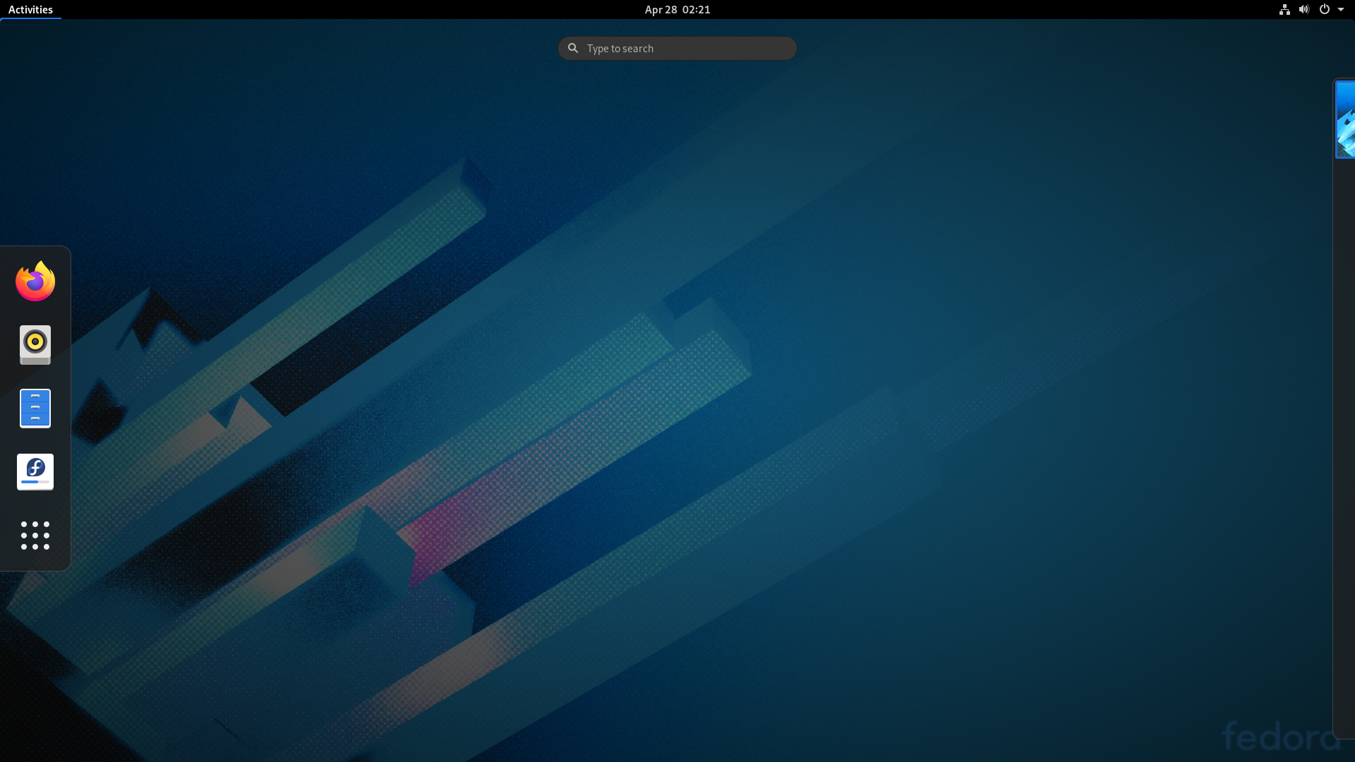 Fedora desktop screenshot: 32