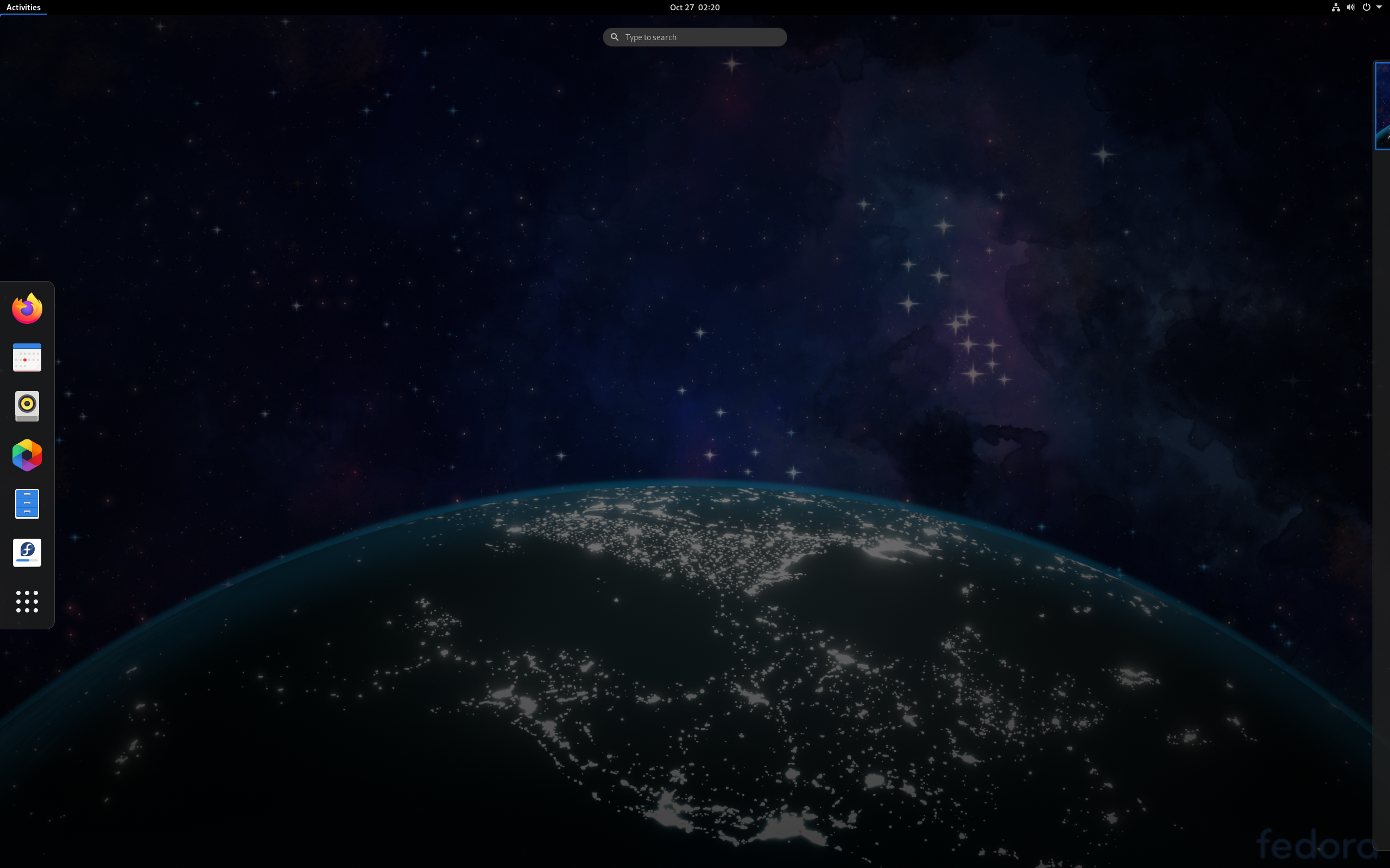Fedora desktop screenshot: 33