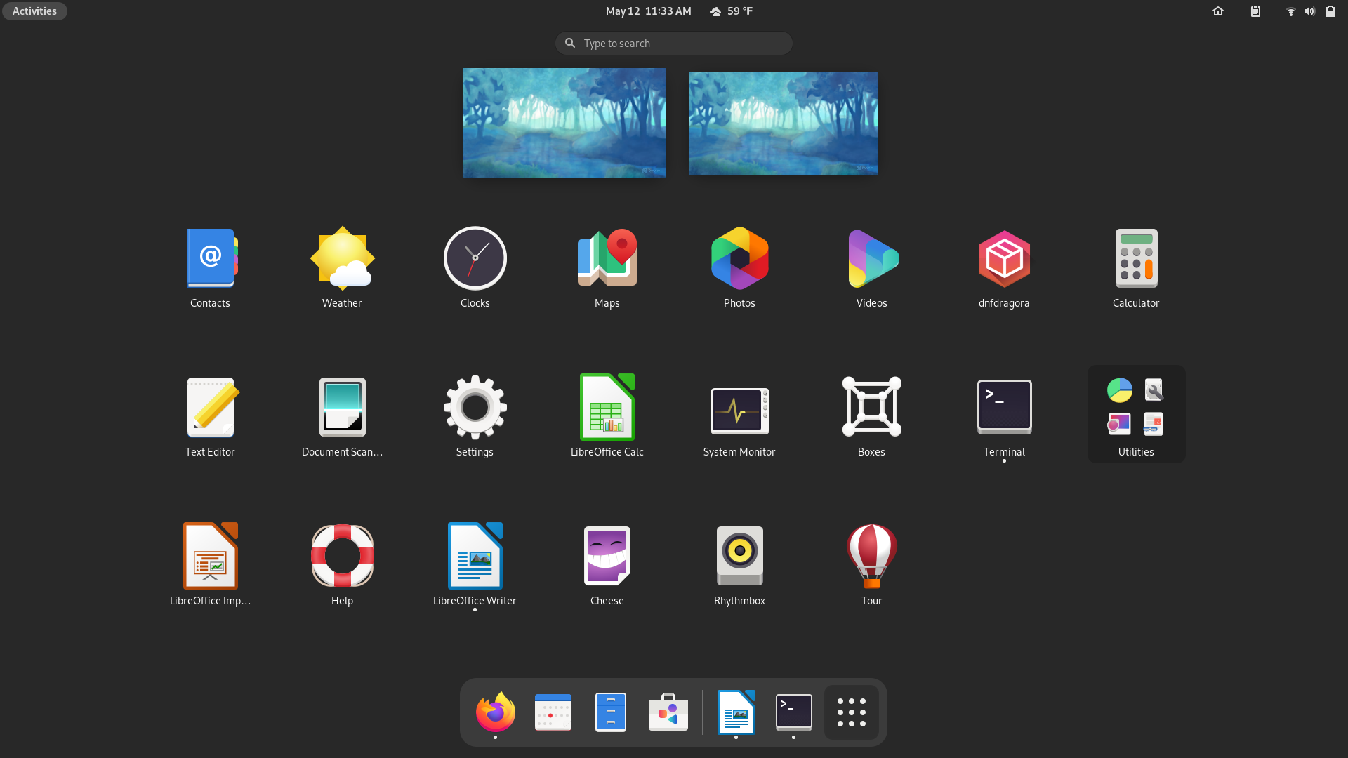 Fedora desktop screenshot: 34 showallsoftware