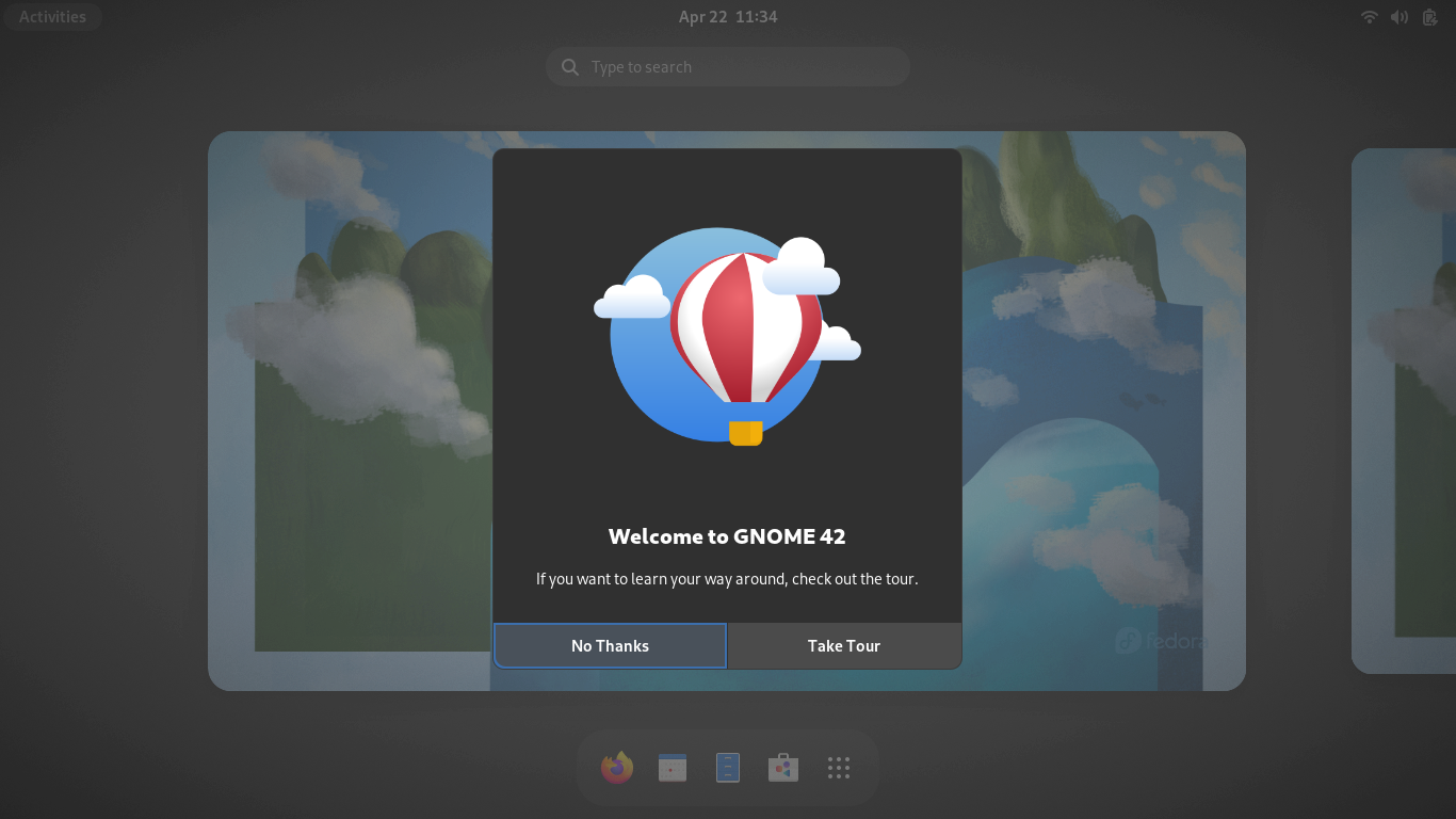 Fedora desktop screenshot: 36 gnome42