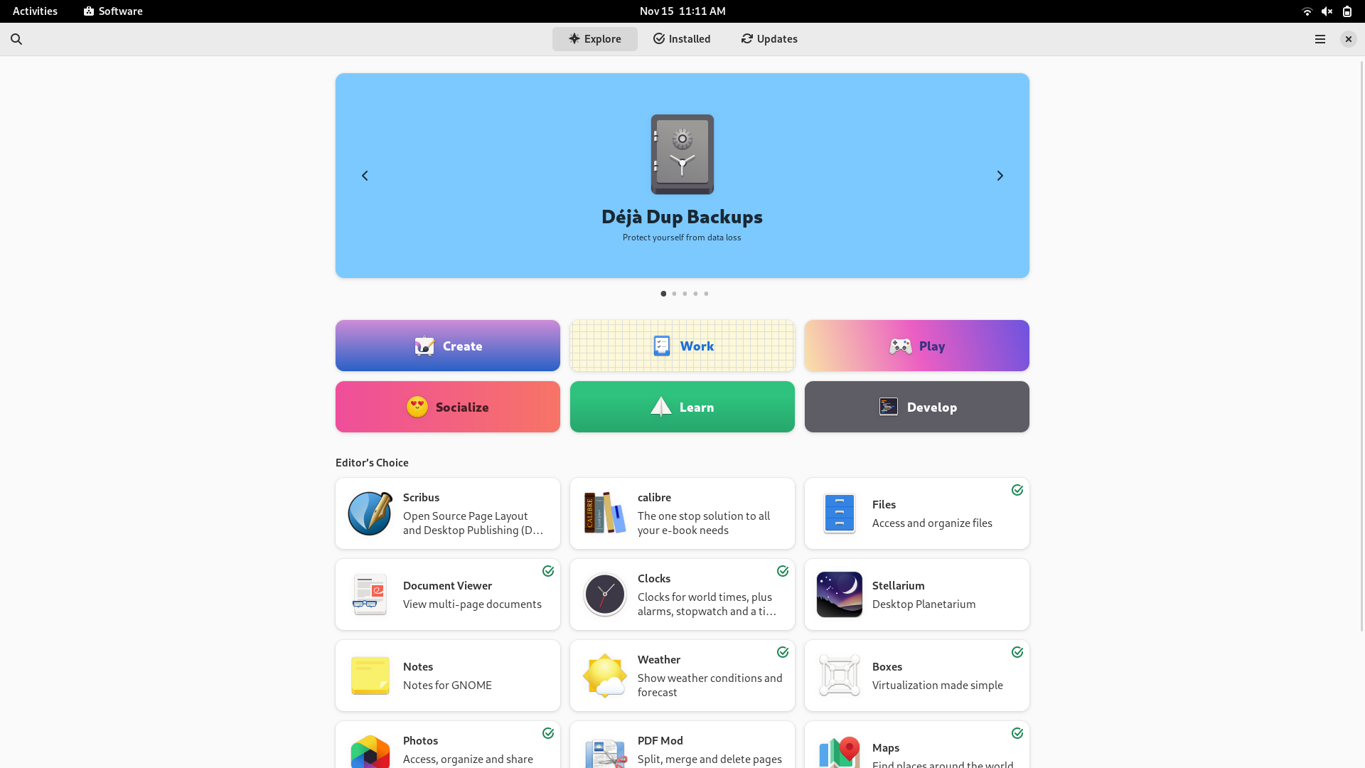 Fedora desktop screenshot: 37 workstation gnome software