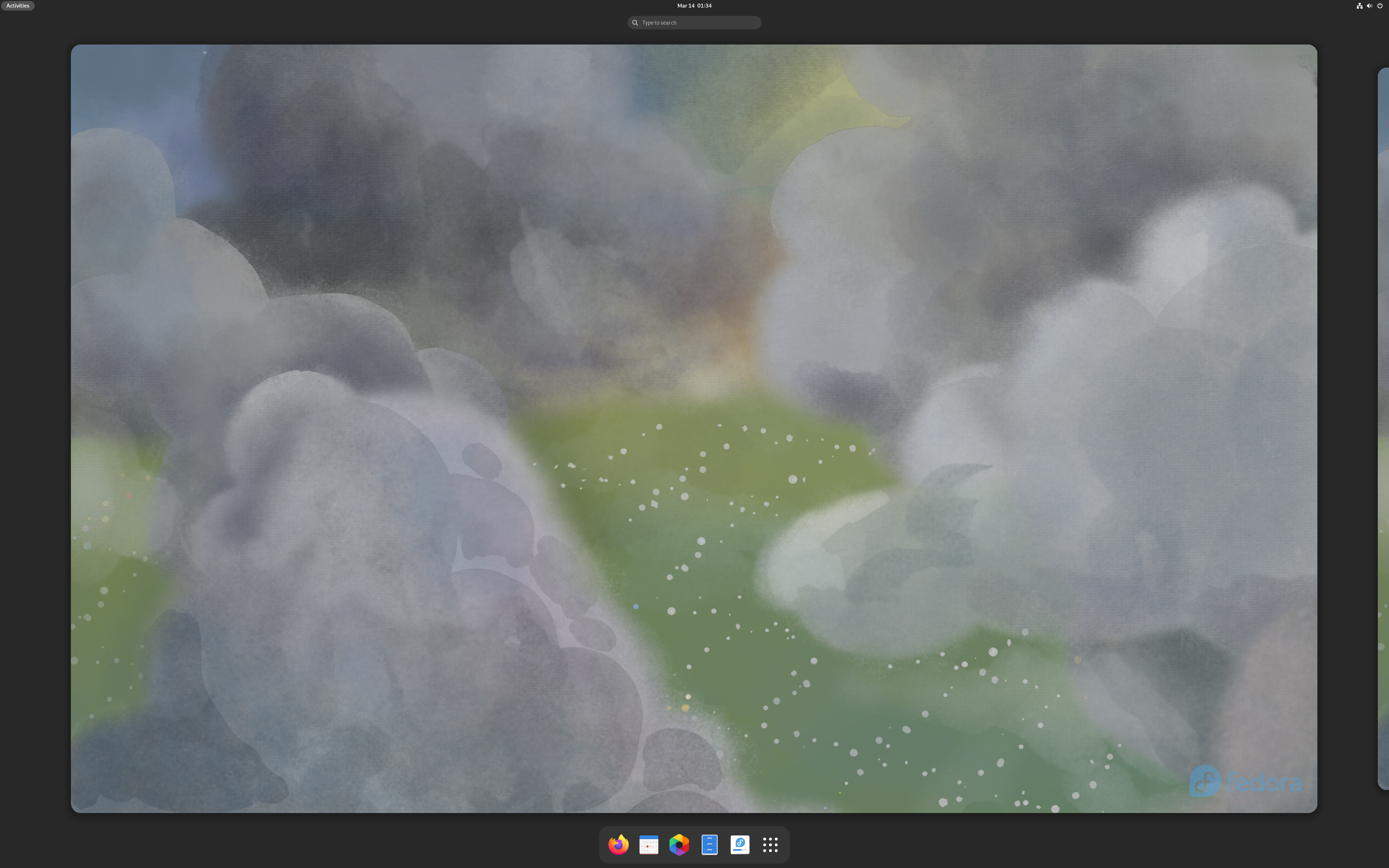 Fedora desktop screenshot: 38 beta