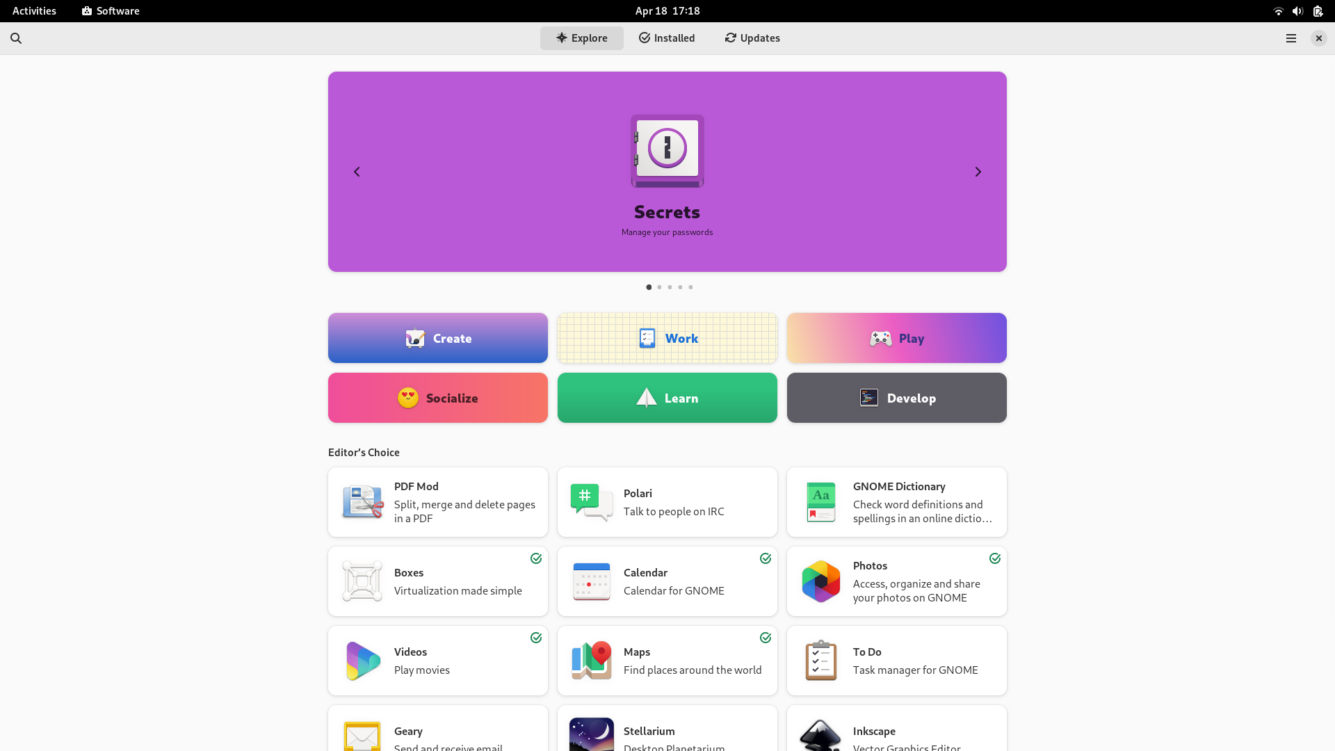 Fedora desktop screenshot: 38 gnome software