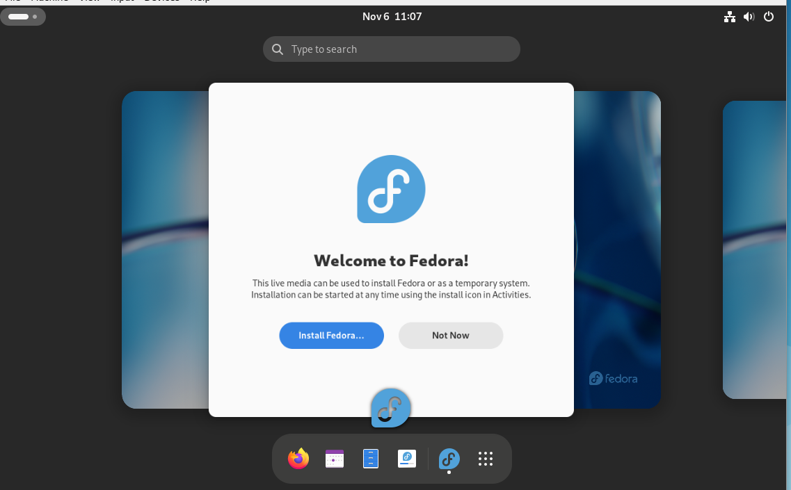 Fedora desktop screenshot: 39 livescreen