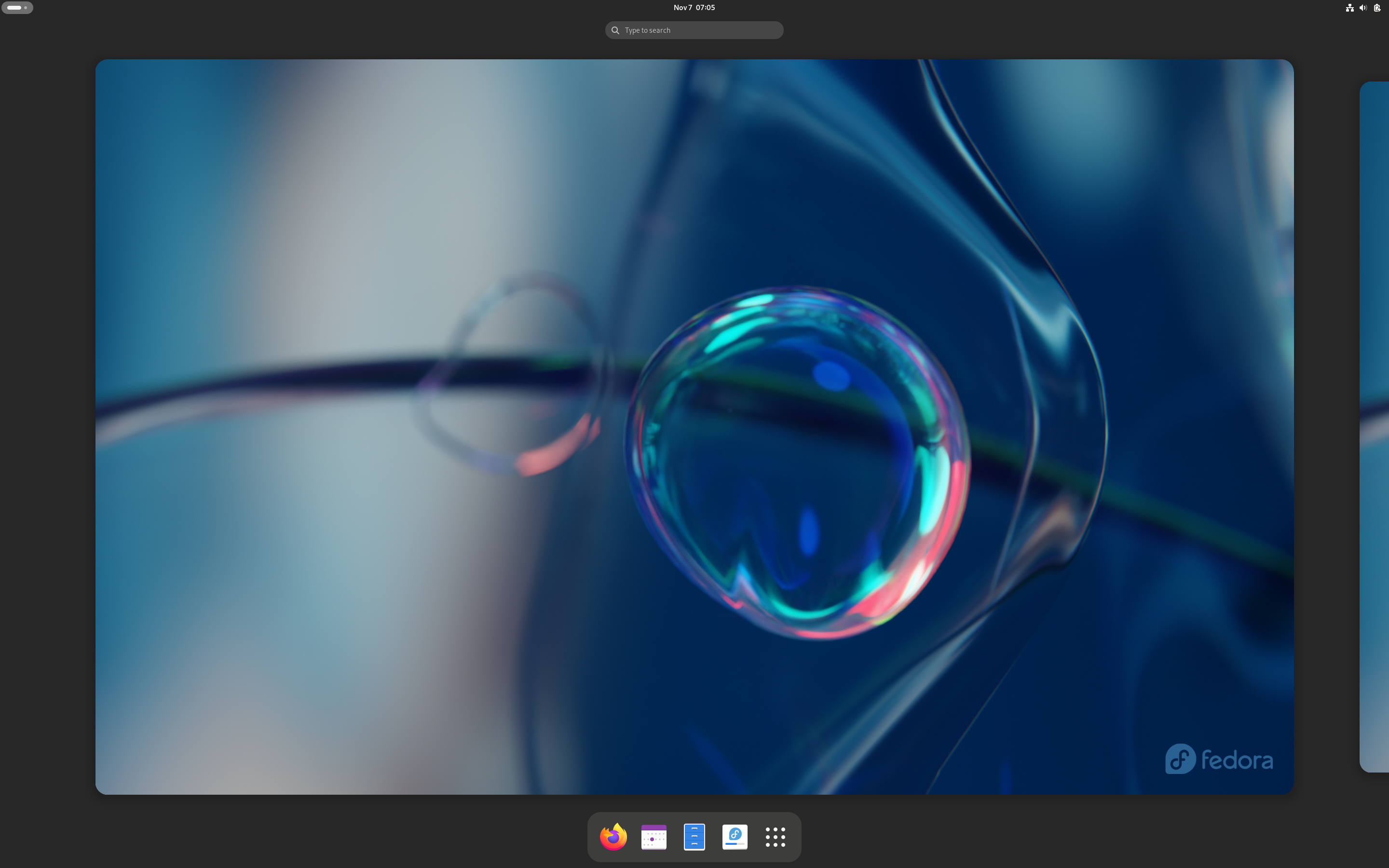 Fedora desktop screenshot: 39