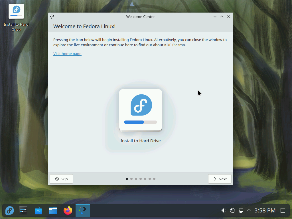 Fedora desktop screenshot: 40 live