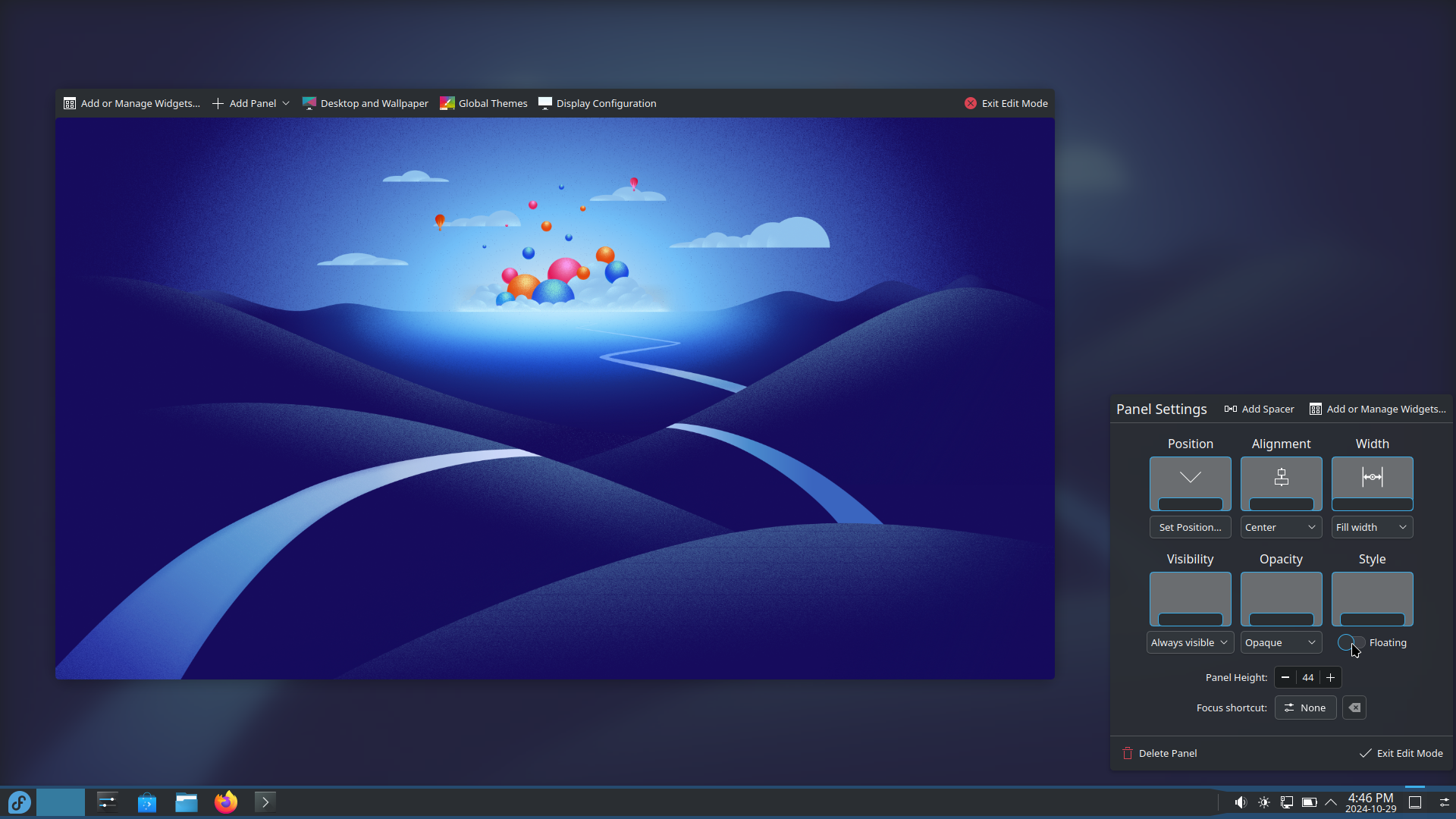 Fedora desktop screenshot: 41 panel