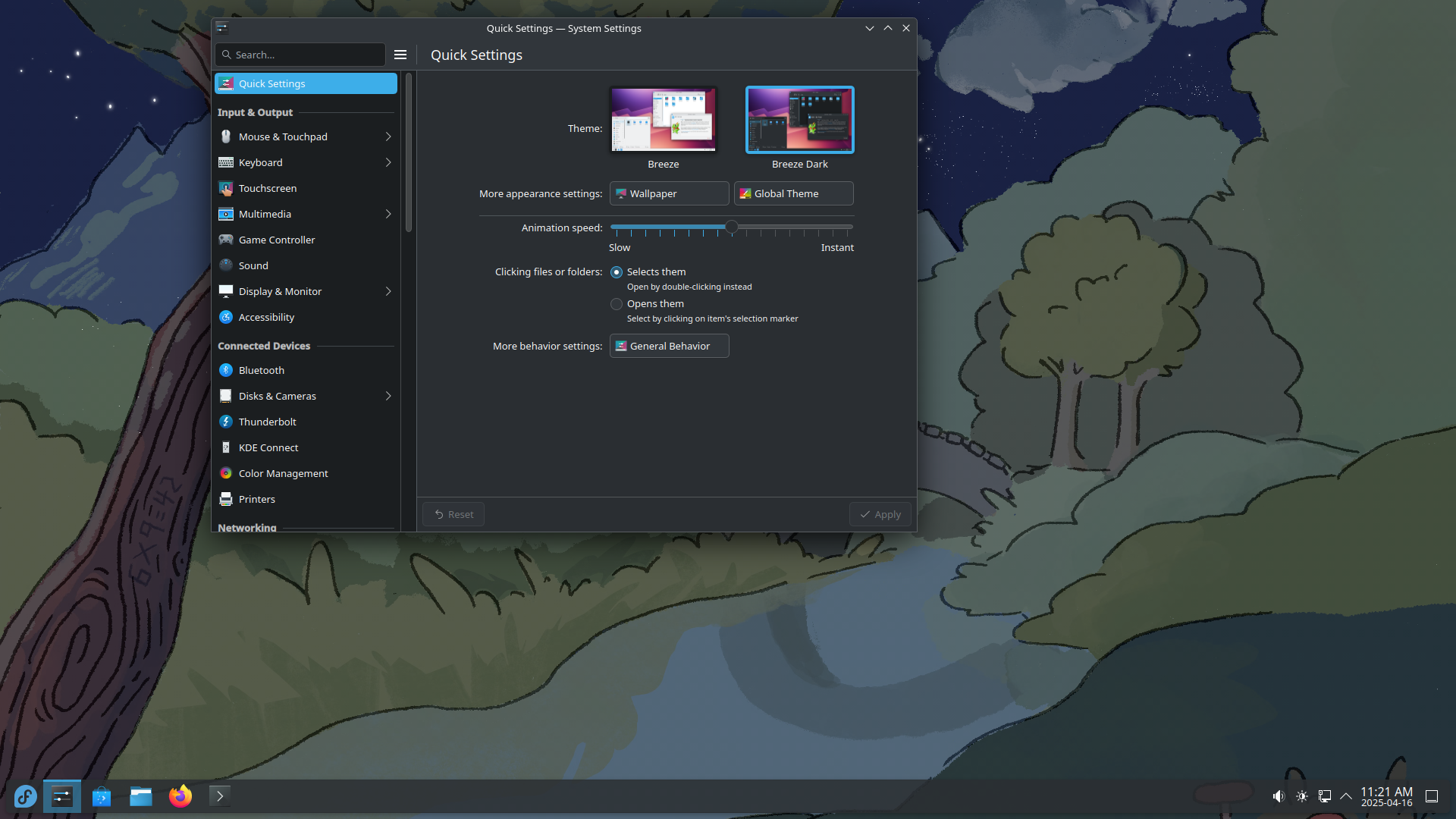Fedora desktop screenshot: 42 settings