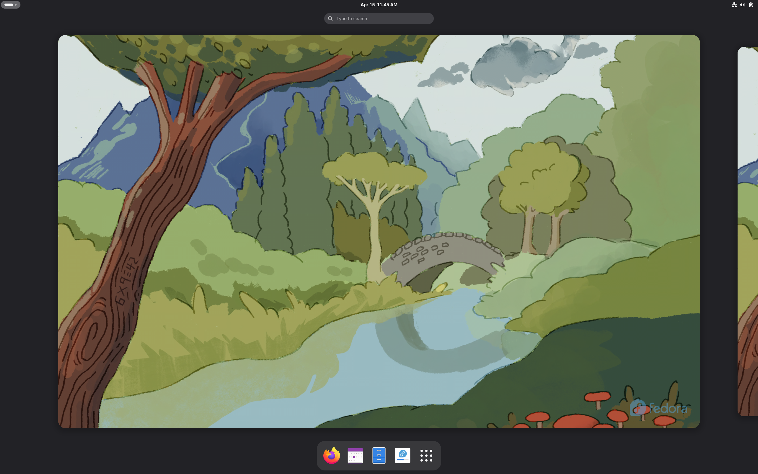 Fedora desktop screenshot: 42