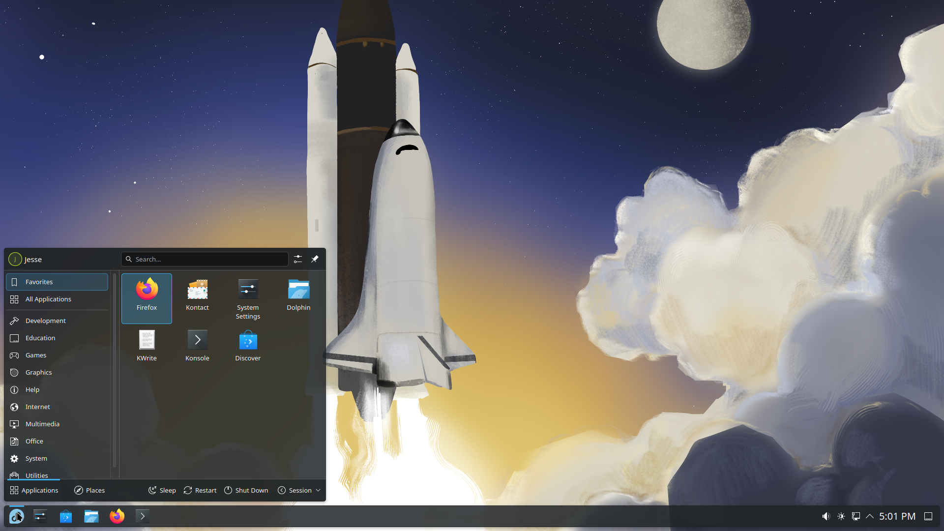 Fedora desktop screenshot: 43 menu