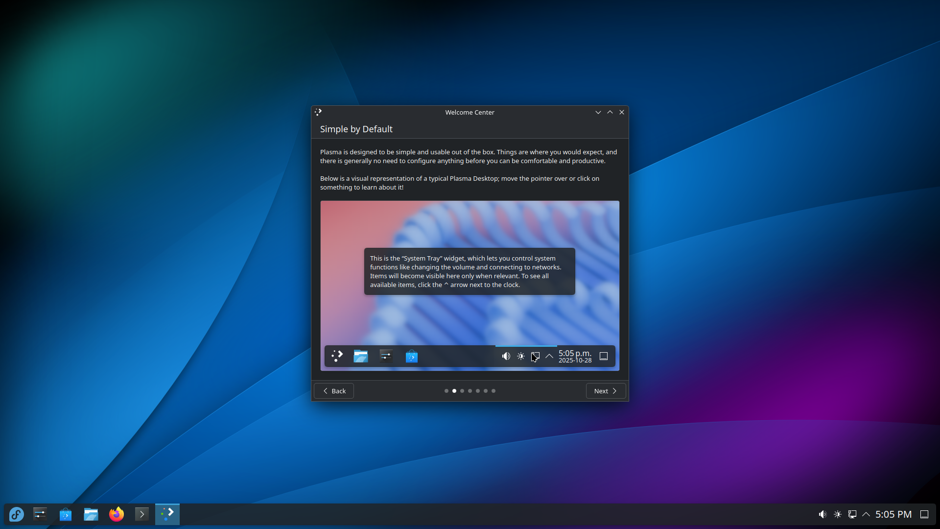 Fedora desktop screenshot: 43 welcome