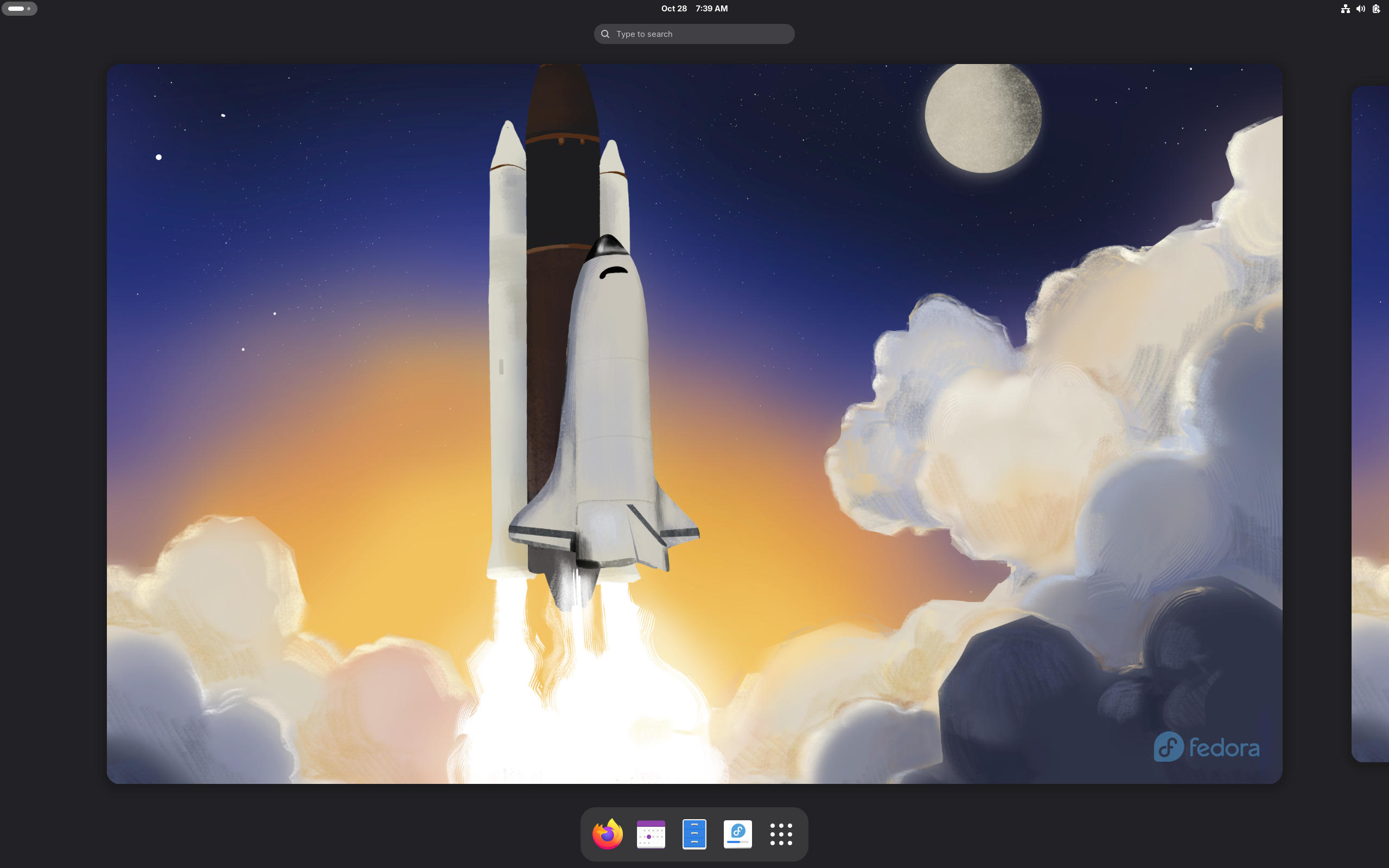 Fedora desktop screenshot: 43