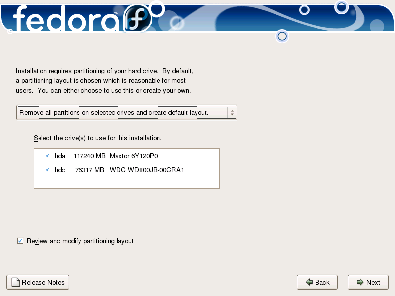 Fedora desktop screenshot: 5 anaconda