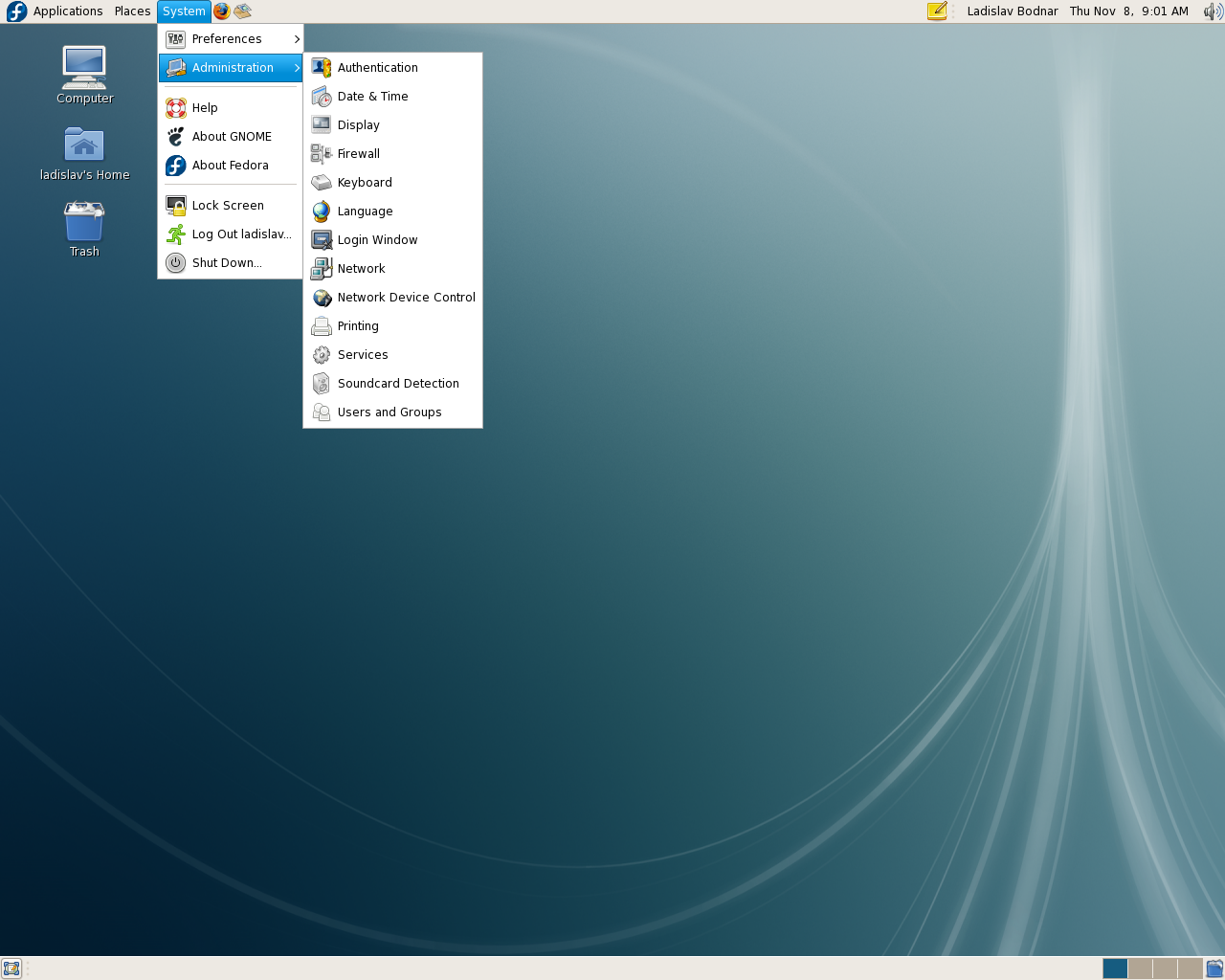 Fedora desktop screenshot: 8