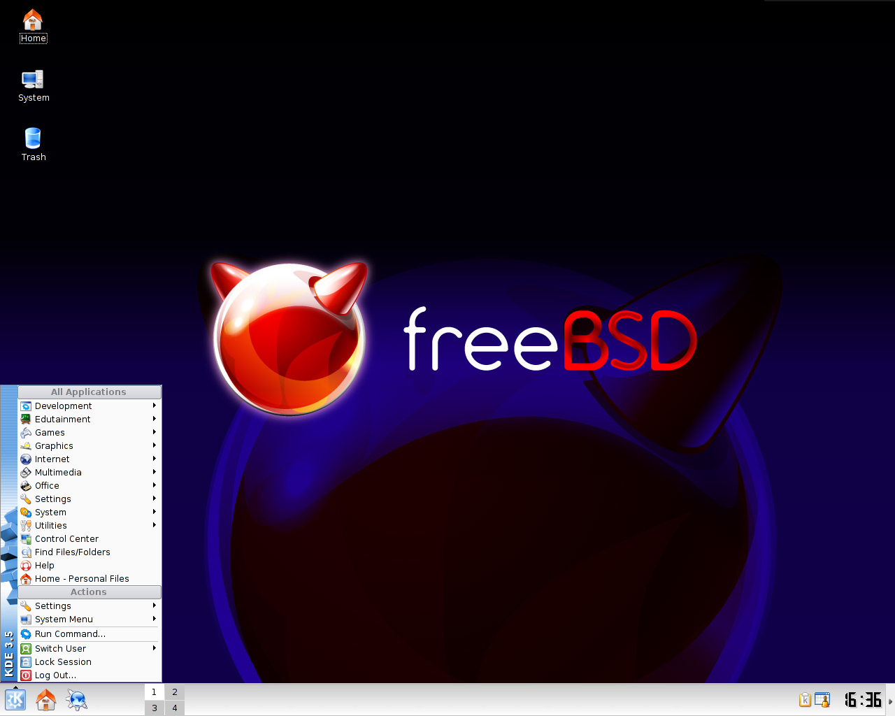 FreeBSD desktop screenshot: 7.0