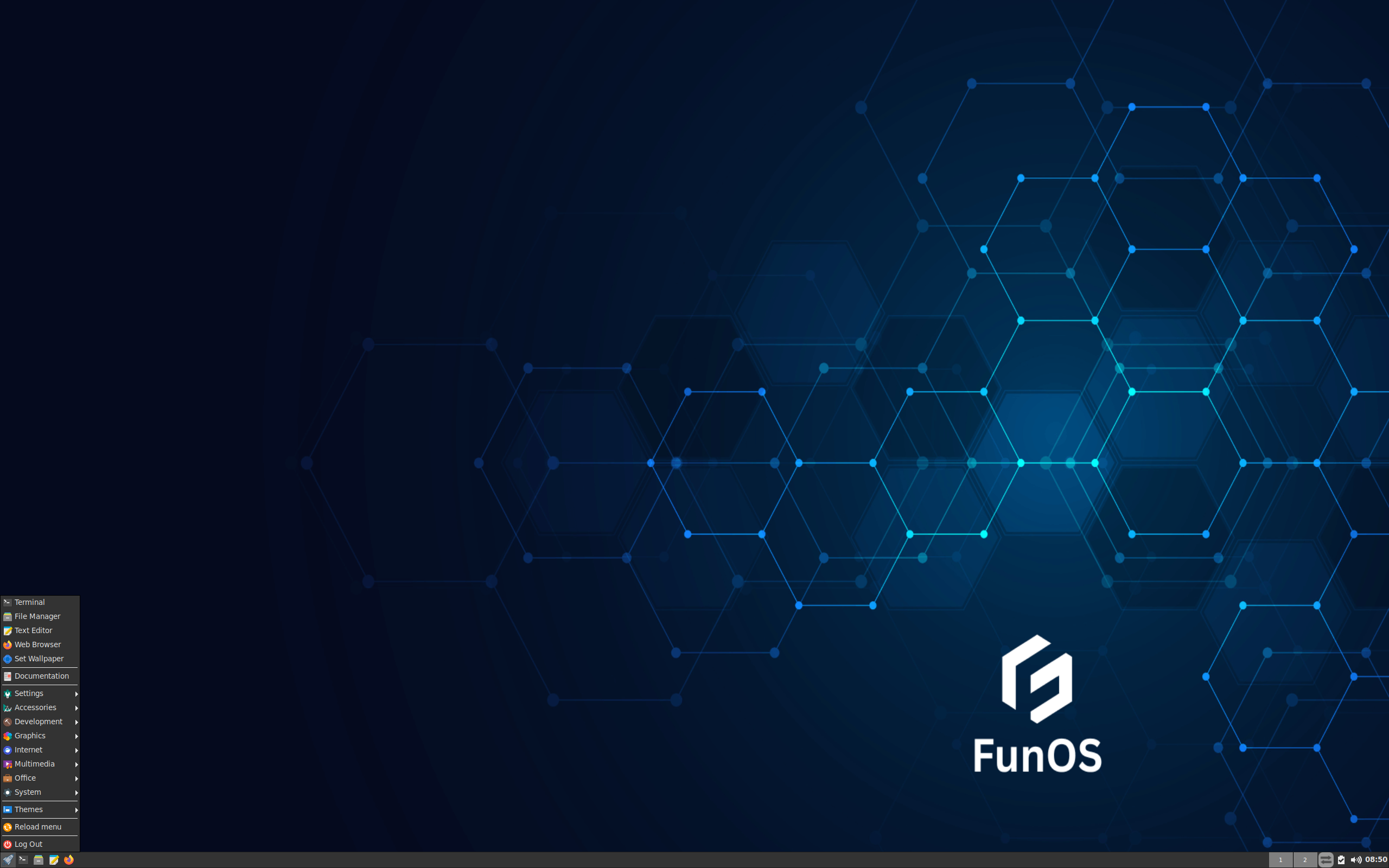 FunOS desktop screenshot: 25.10