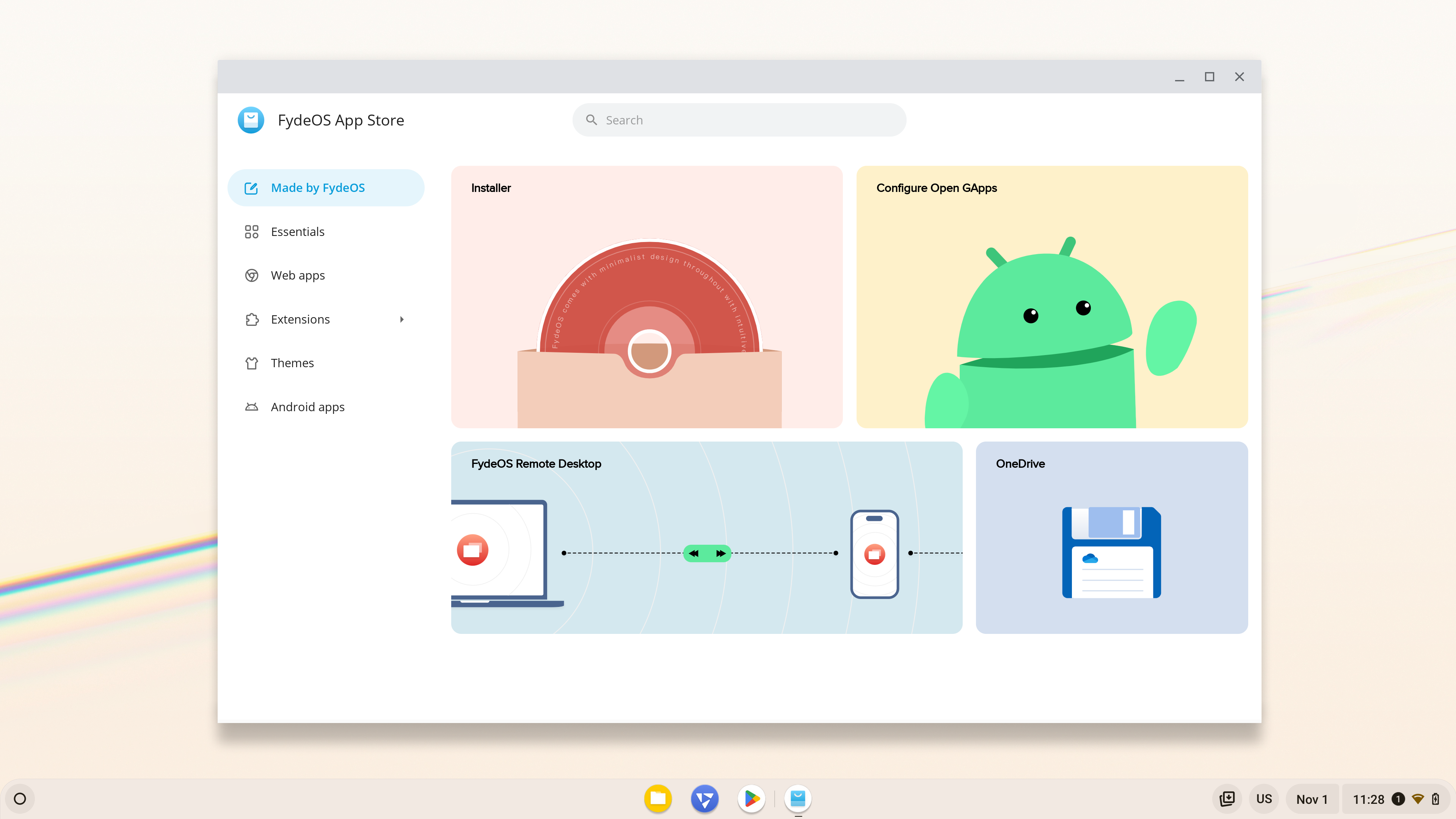 FydeOS desktop screenshot: 17.0