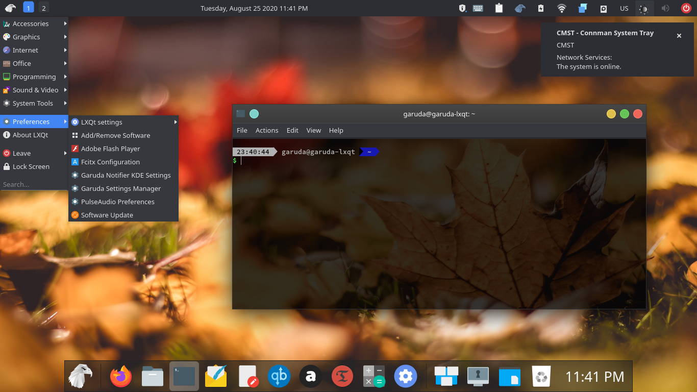 Garuda desktop screenshot: 200817 notifications
