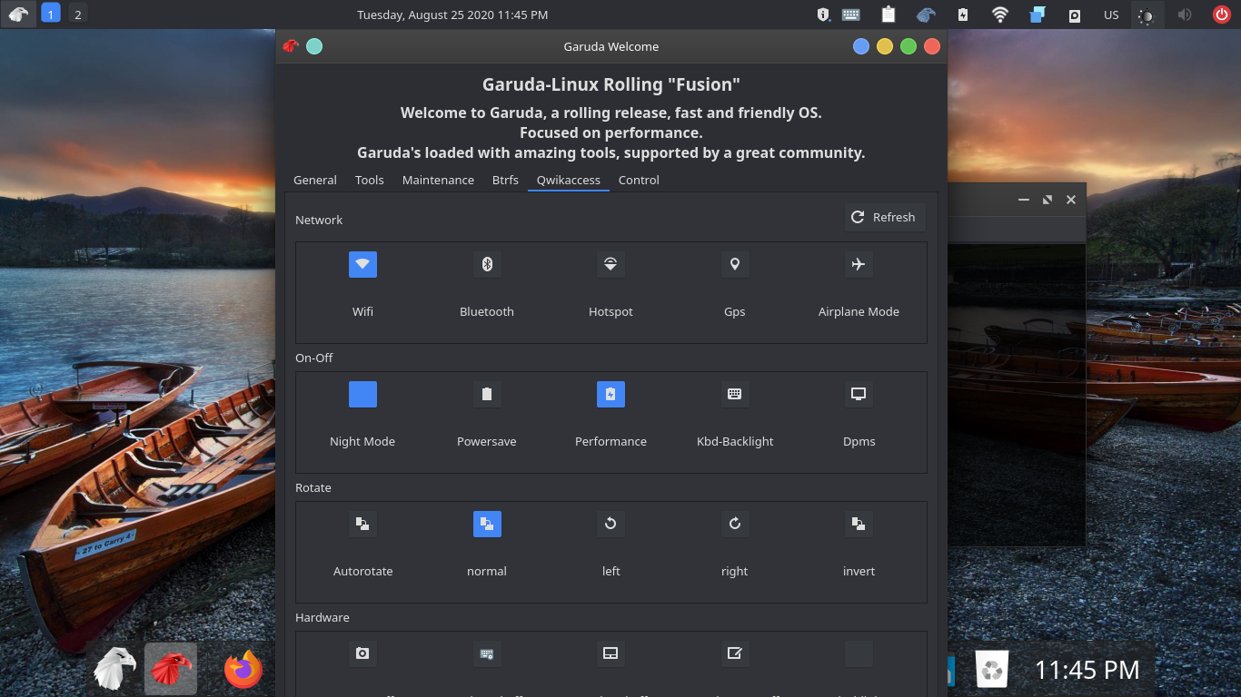 Garuda desktop screenshot: 200817 welcome