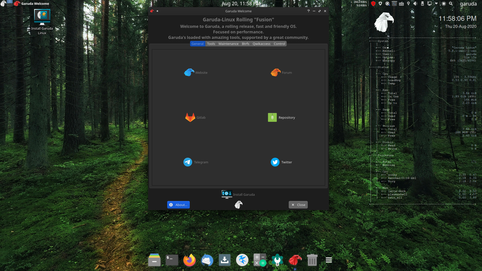 Garuda desktop screenshot: 200817