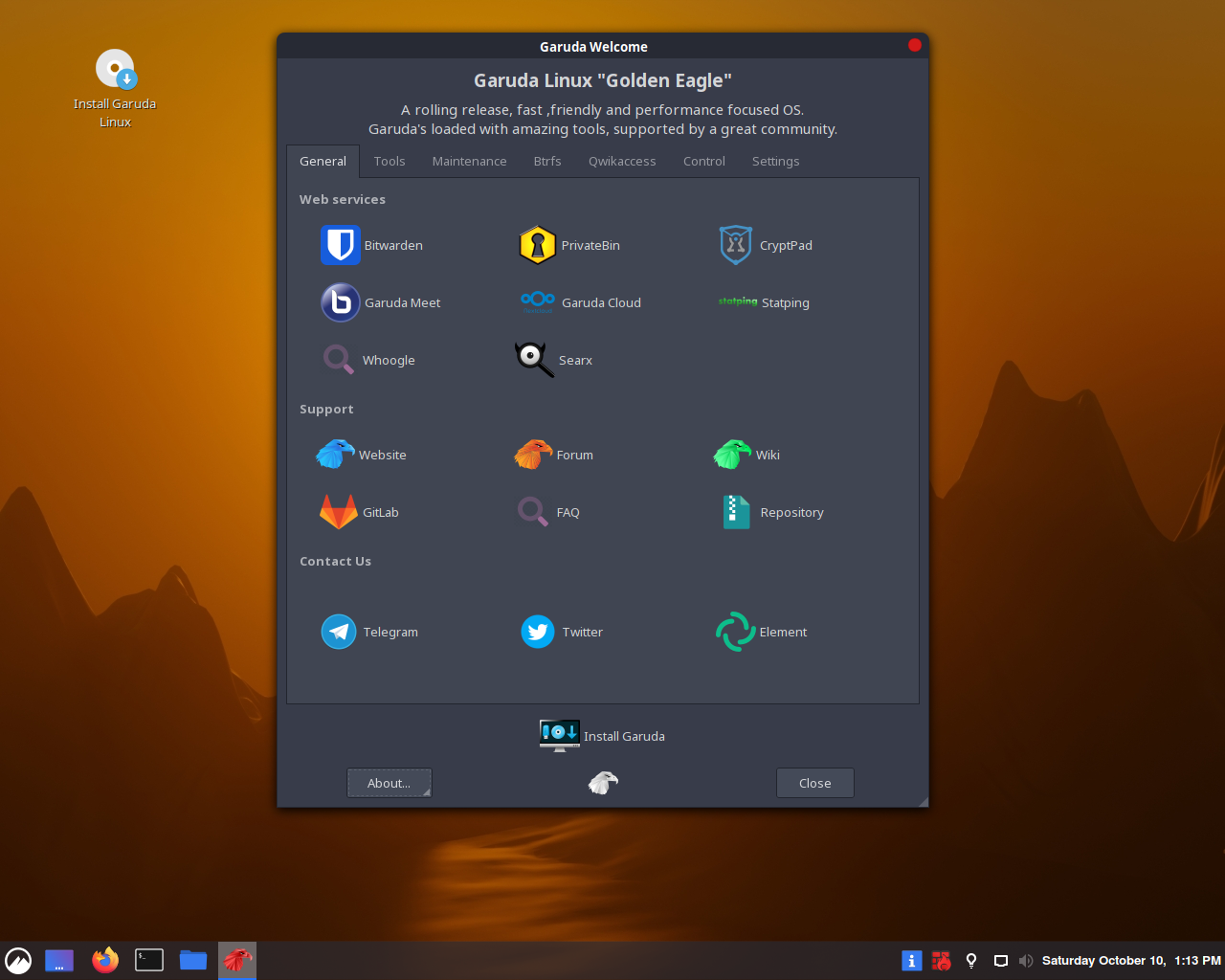 Garuda desktop screenshot: 201007