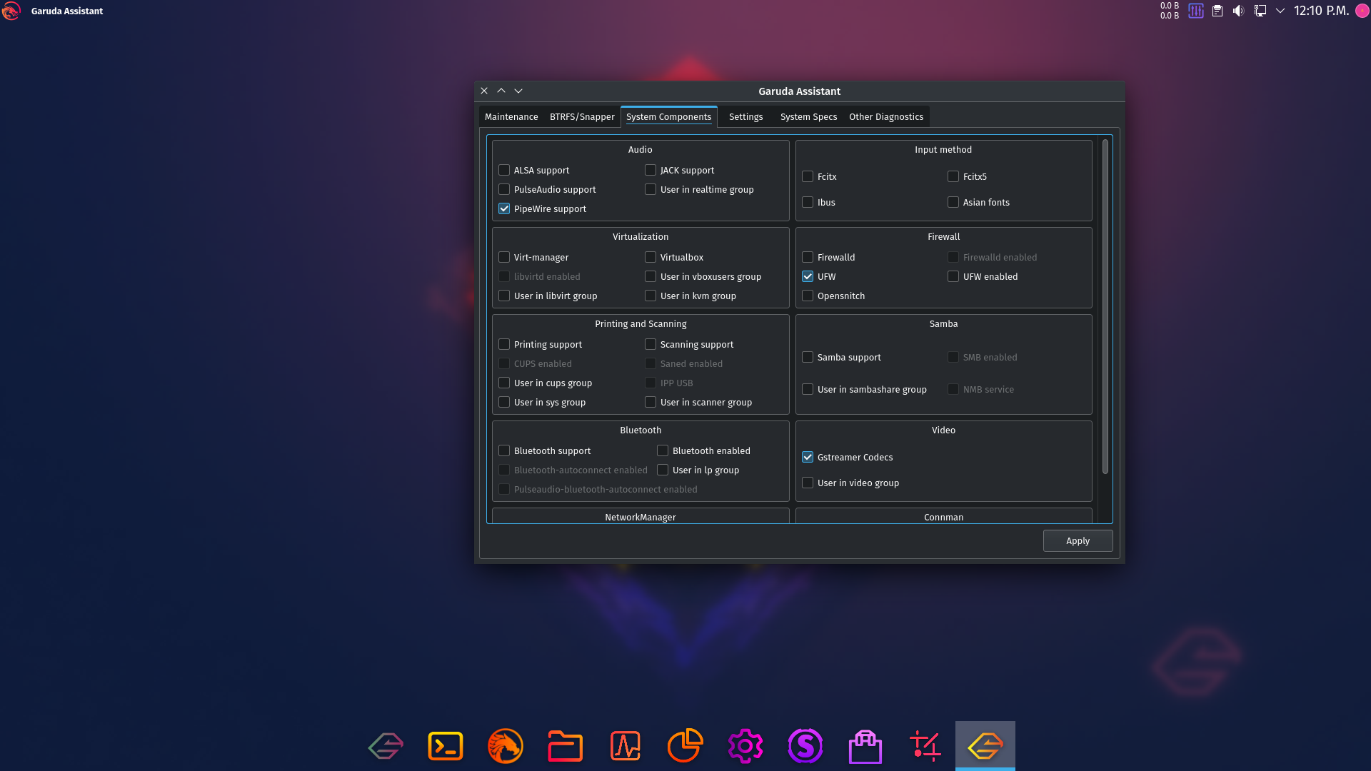 Garuda desktop screenshot: 220808 assistant