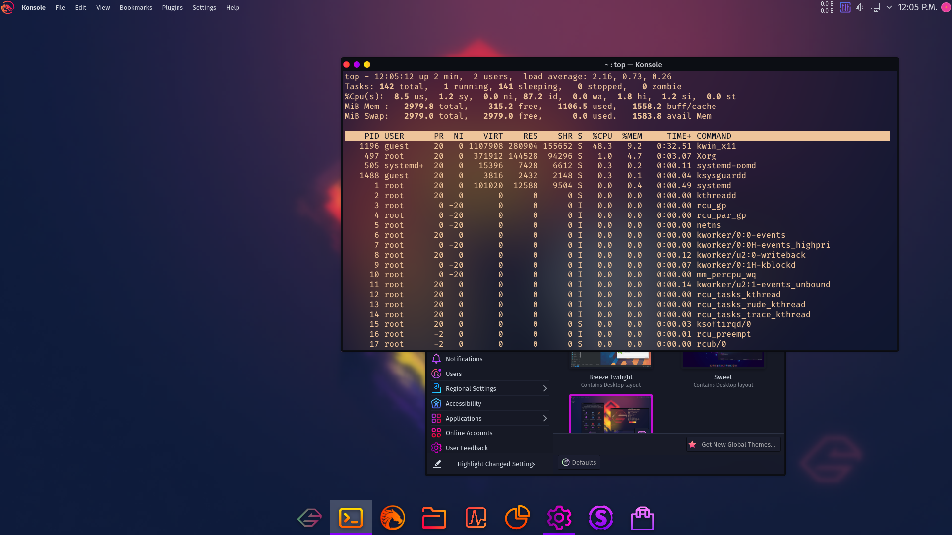 Garuda desktop screenshot: 220808 kwin