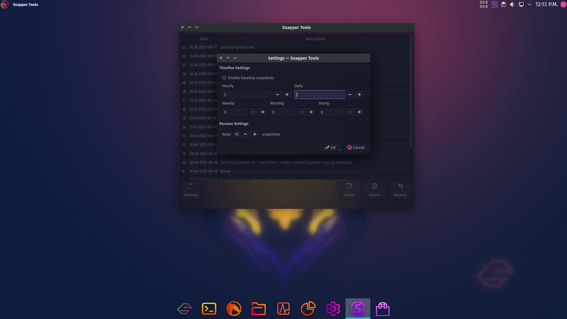 Garuda desktop screenshot: 220808 snapper