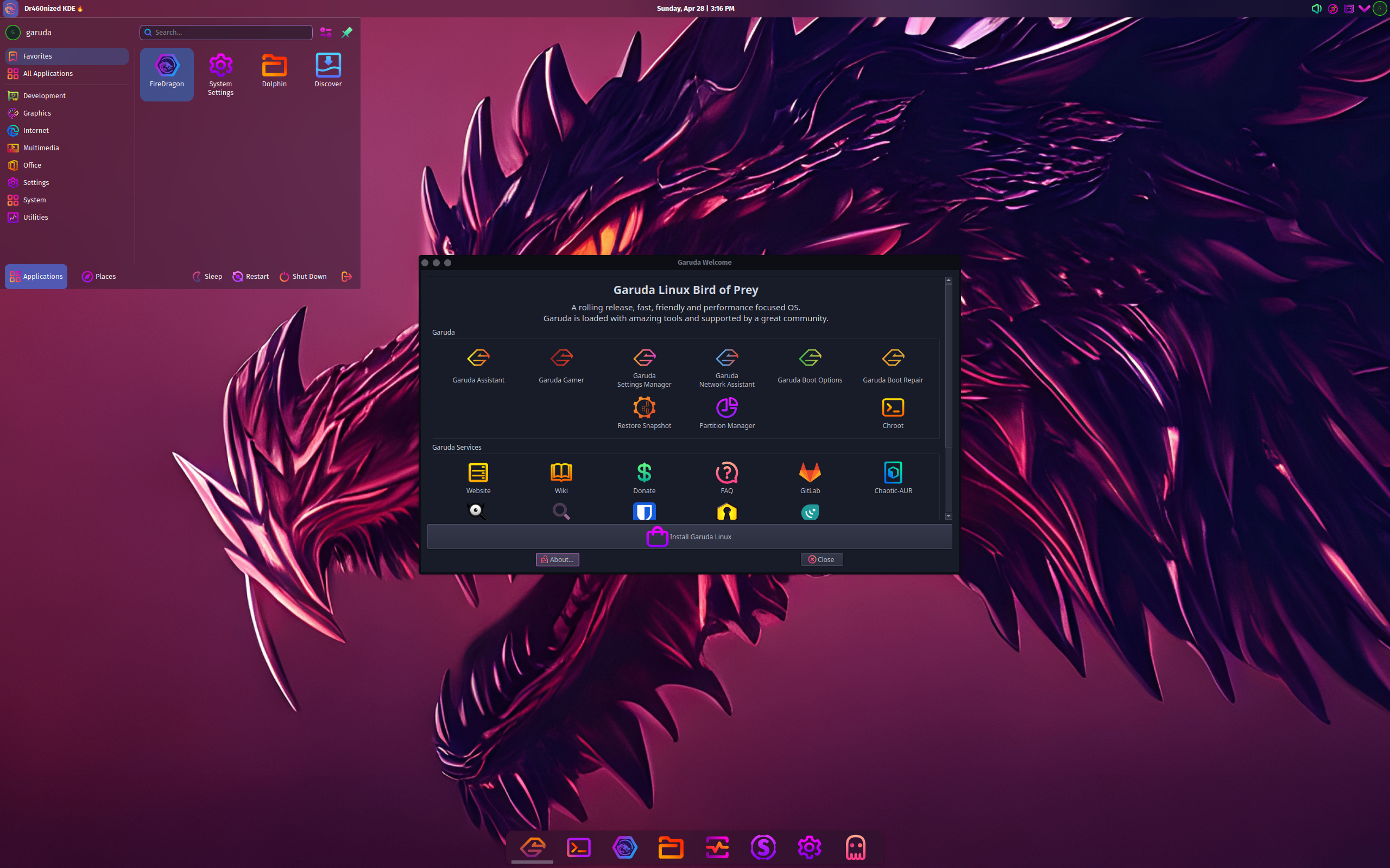 Garuda desktop screenshot: 240428