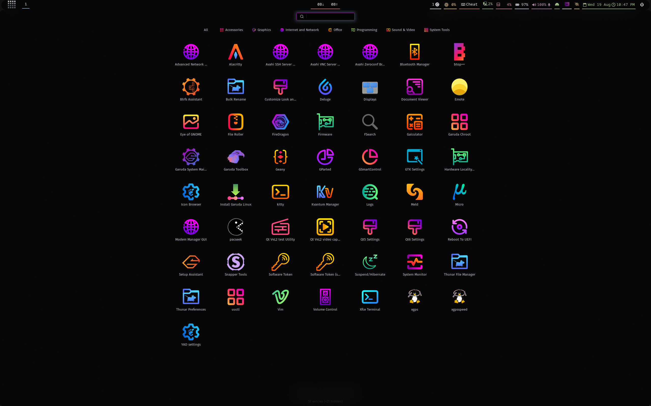 Garuda desktop screenshot: 260819 hyprland