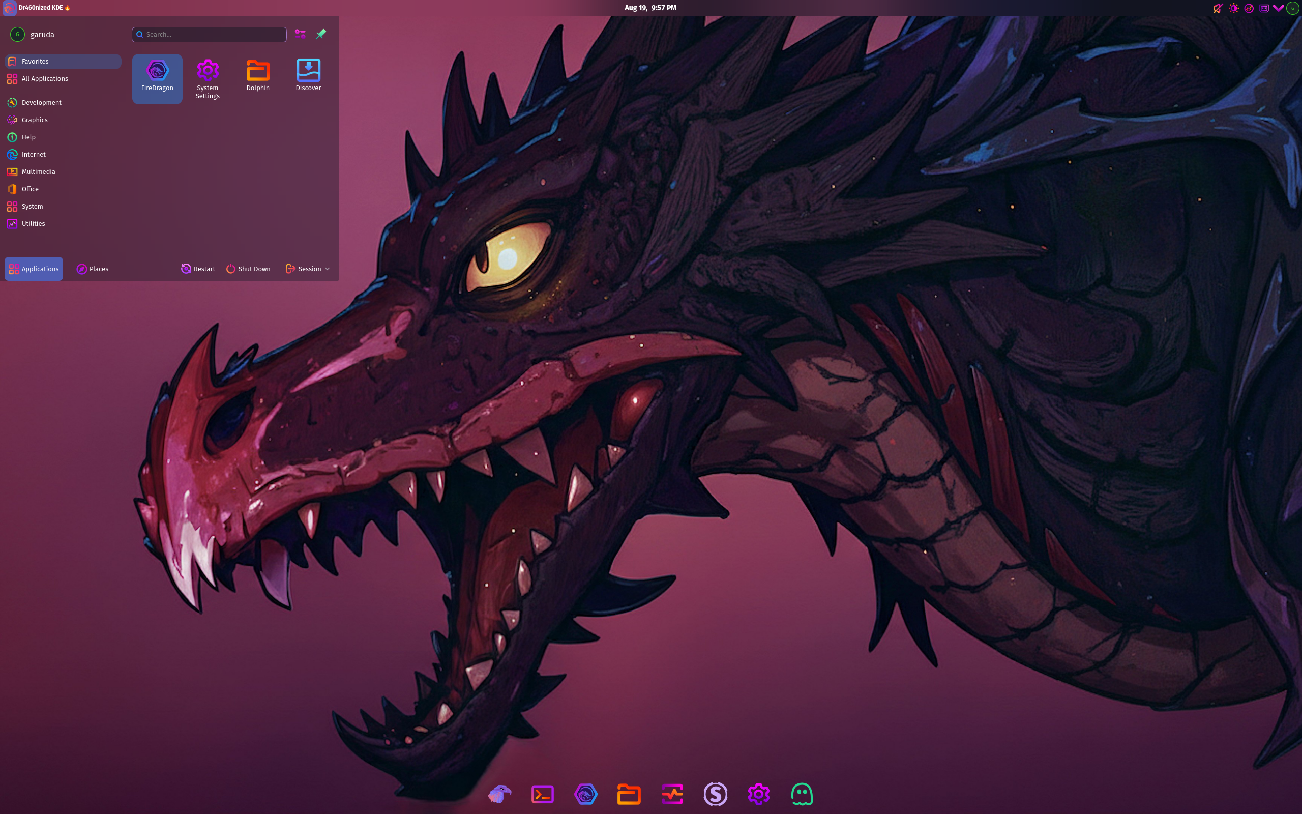 Garuda desktop screenshot: 260819 kde