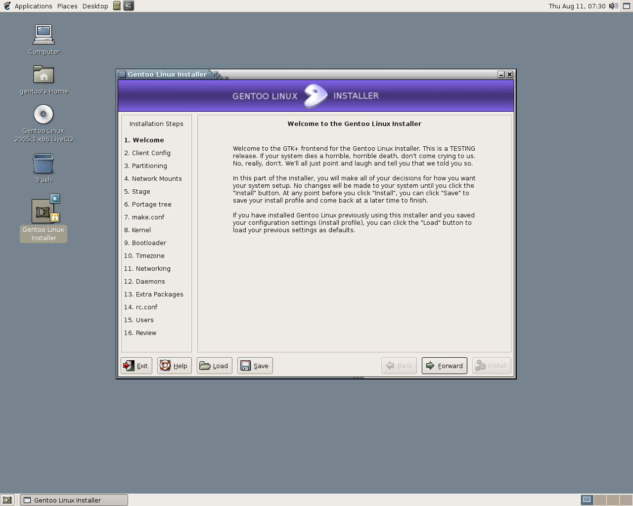 Gentoo desktop screenshot: 2005.1