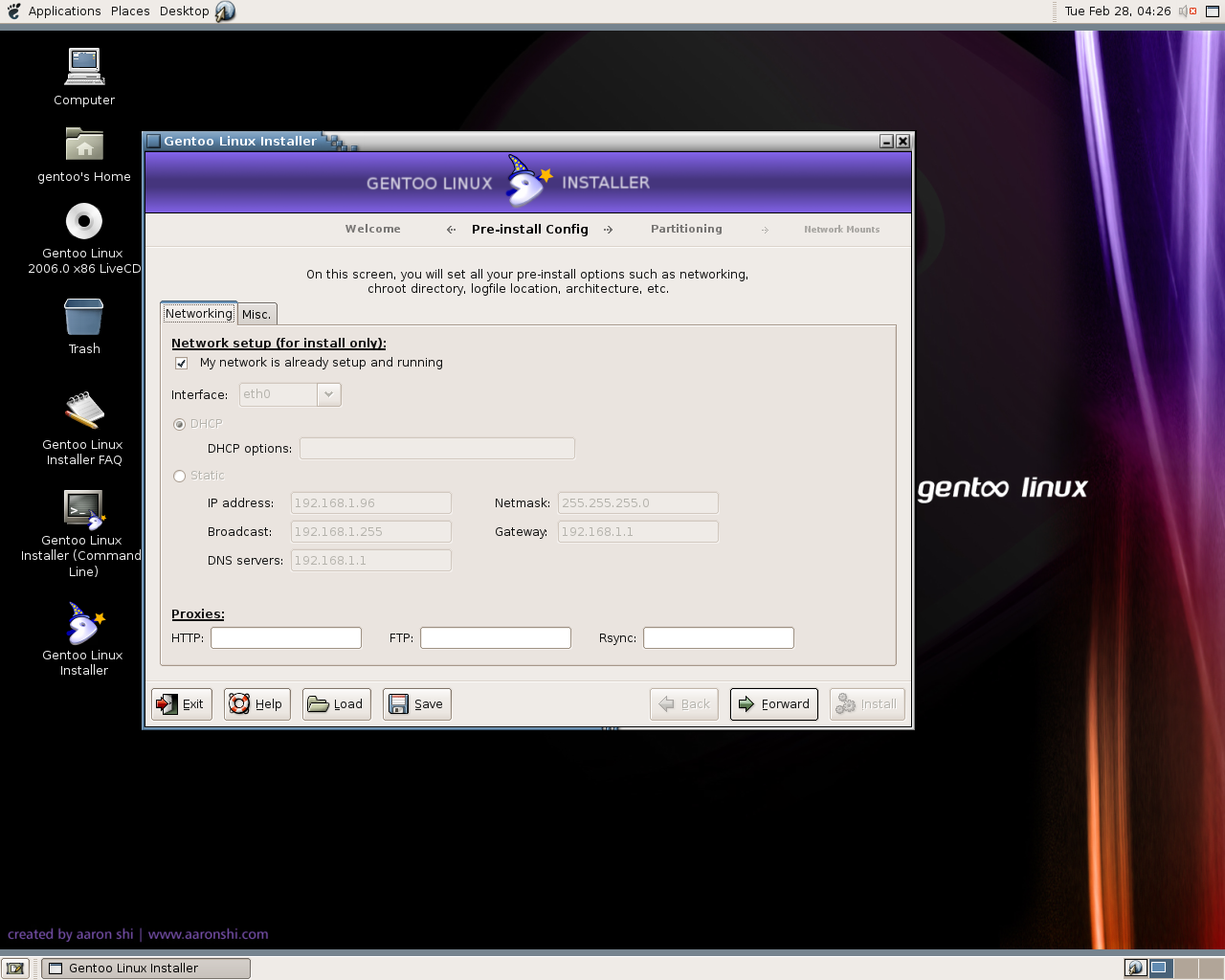 Gentoo desktop screenshot: 2006.0