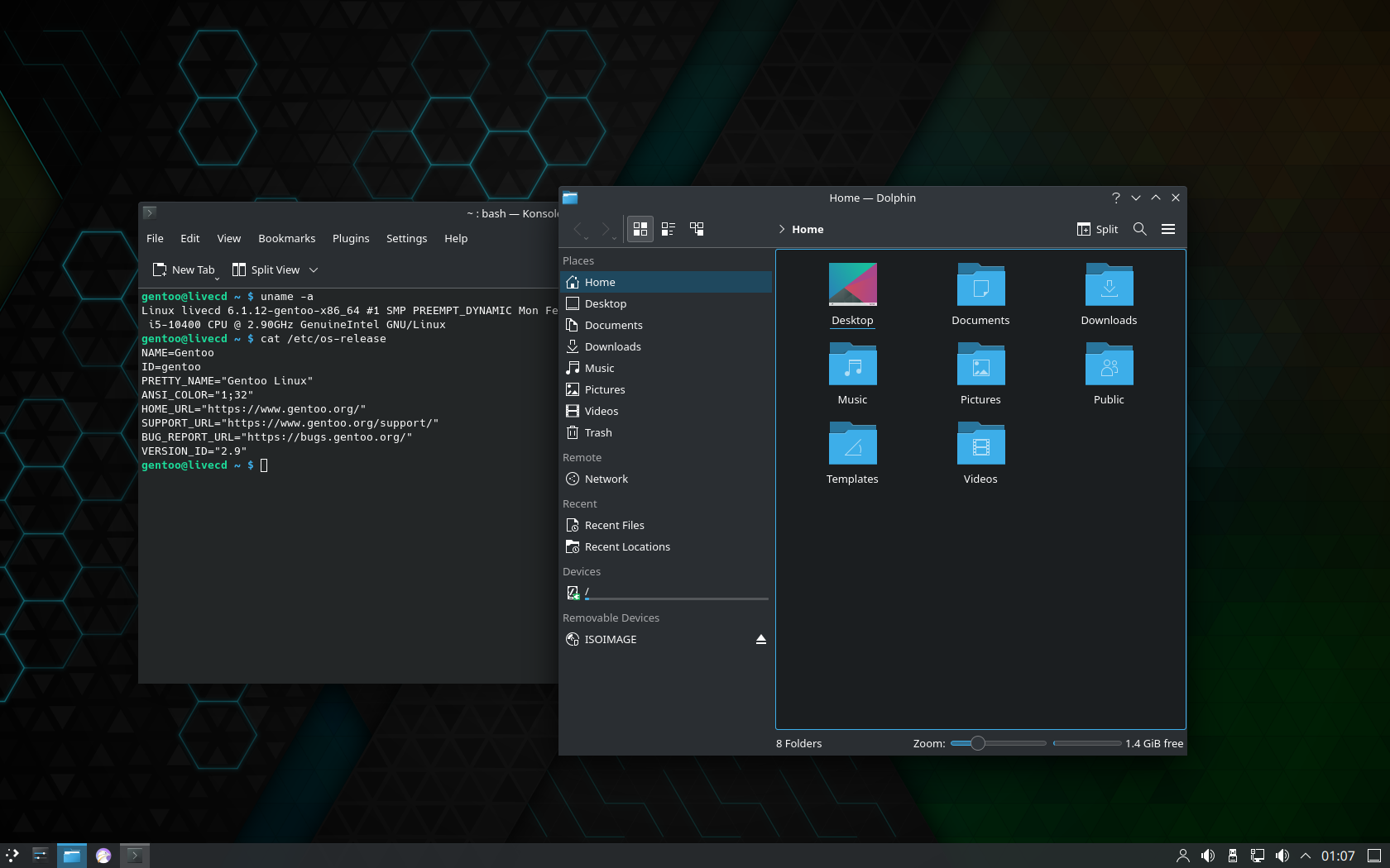 Gentoo desktop screenshot: 20230220 dark