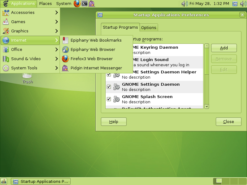 GhostBSD desktop screenshot: 1.0 settings