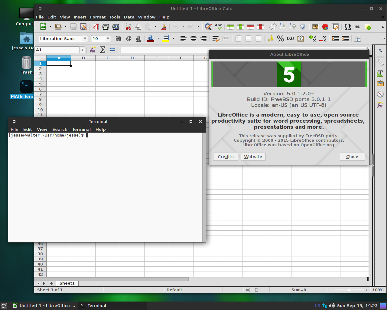 GhostBSD desktop screenshot: 10.1 libreoffice