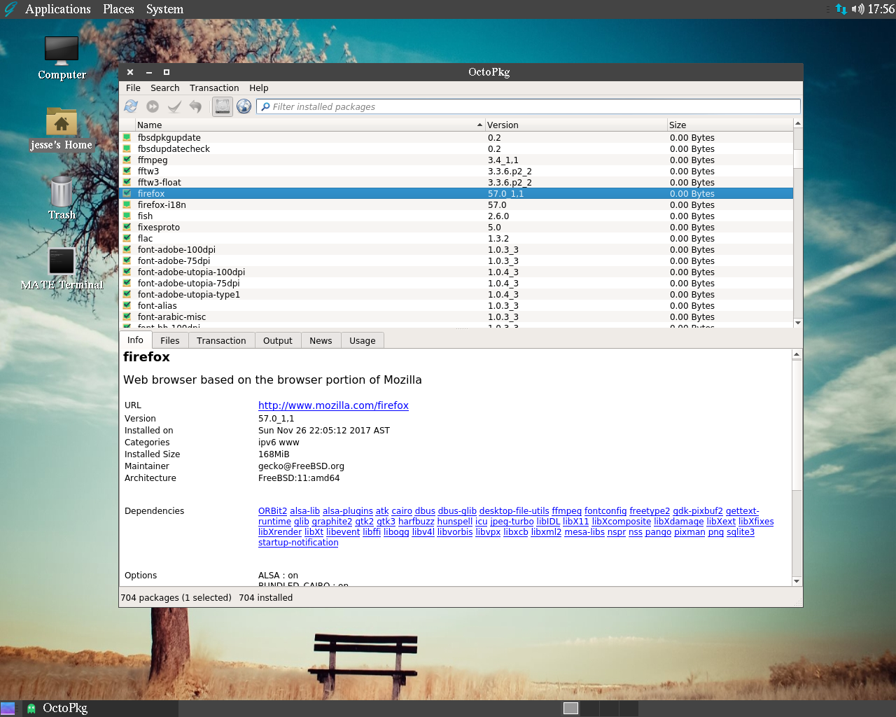 GhostBSD desktop screenshot: 11.1 octopkg