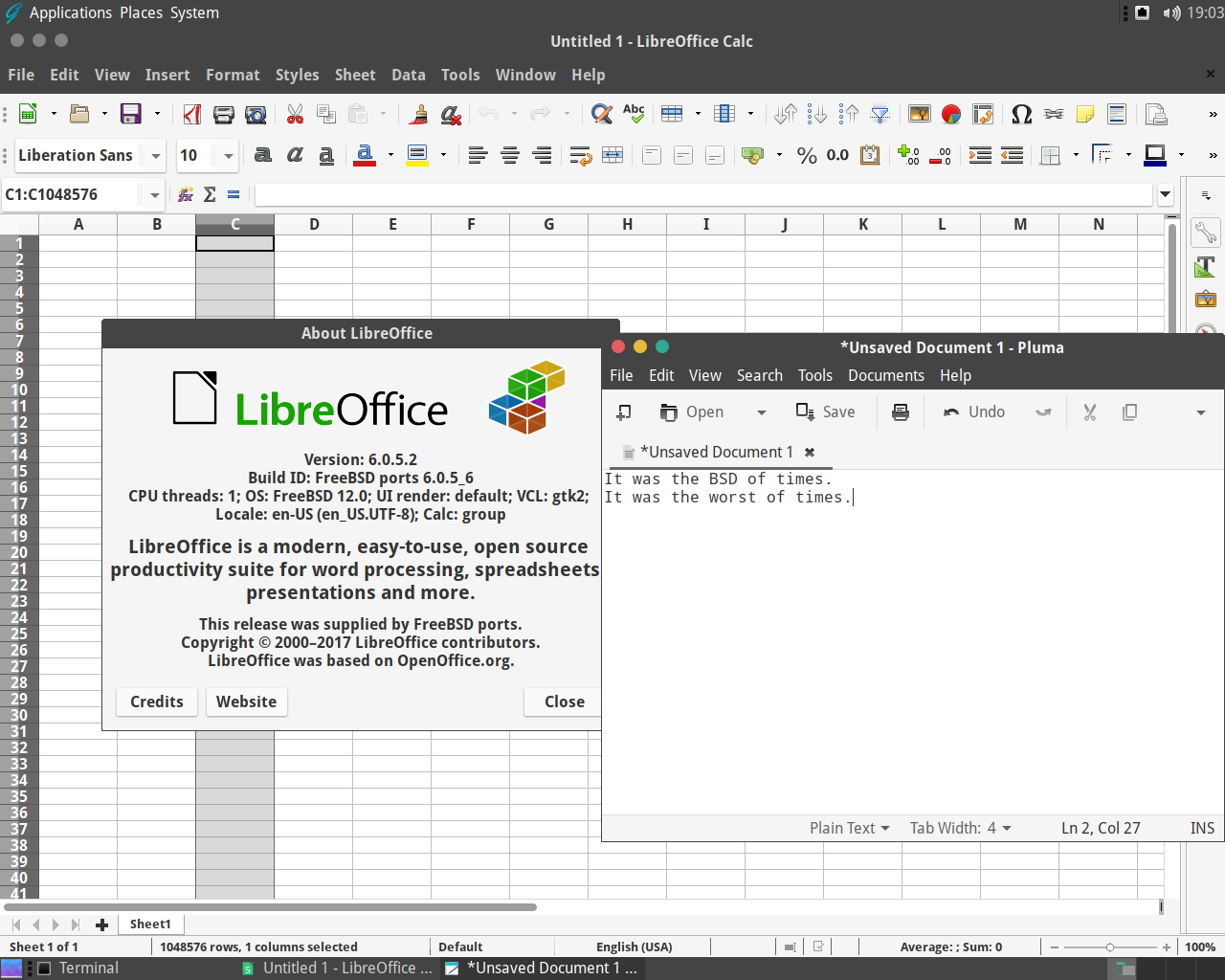 GhostBSD desktop screenshot: 18.10 apps