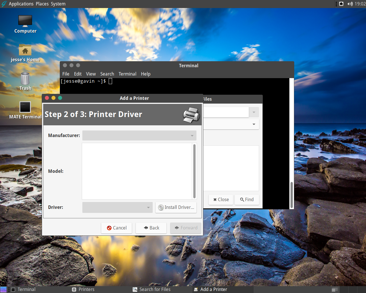 GhostBSD desktop screenshot: 18.10 printer
