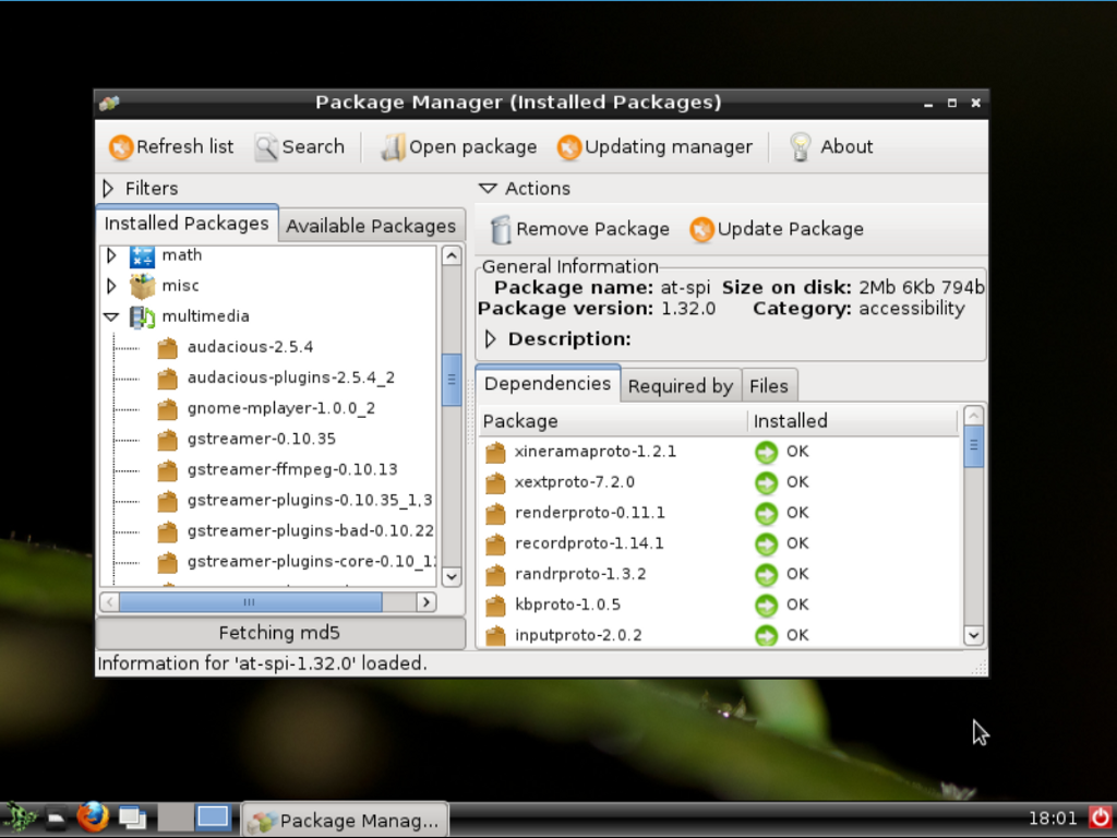 GhostBSD desktop screenshot: 2.5 packages