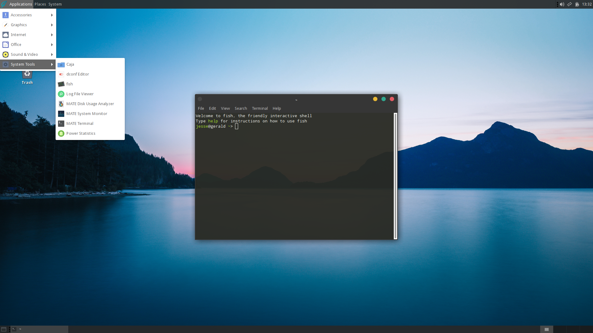 GhostBSD desktop screenshot: 23.10.1 menu