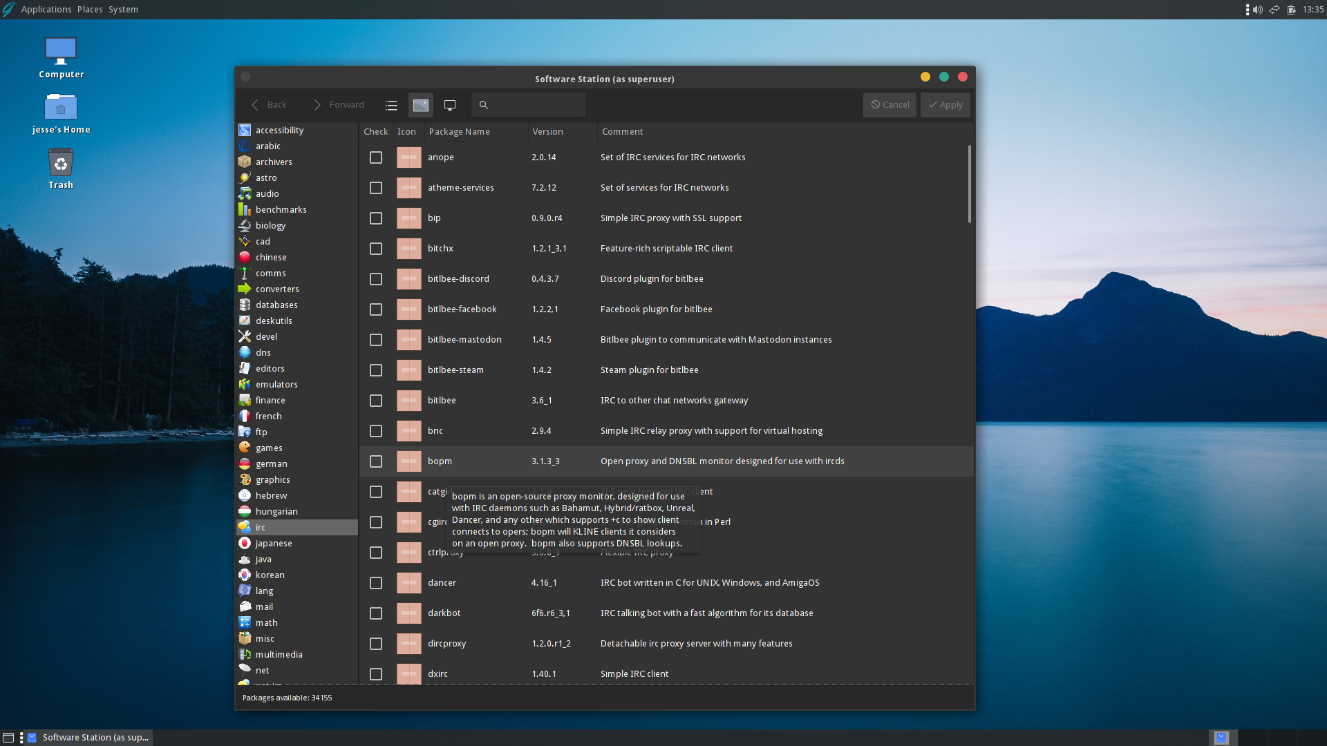 GhostBSD desktop screenshot: 23.10.1 software