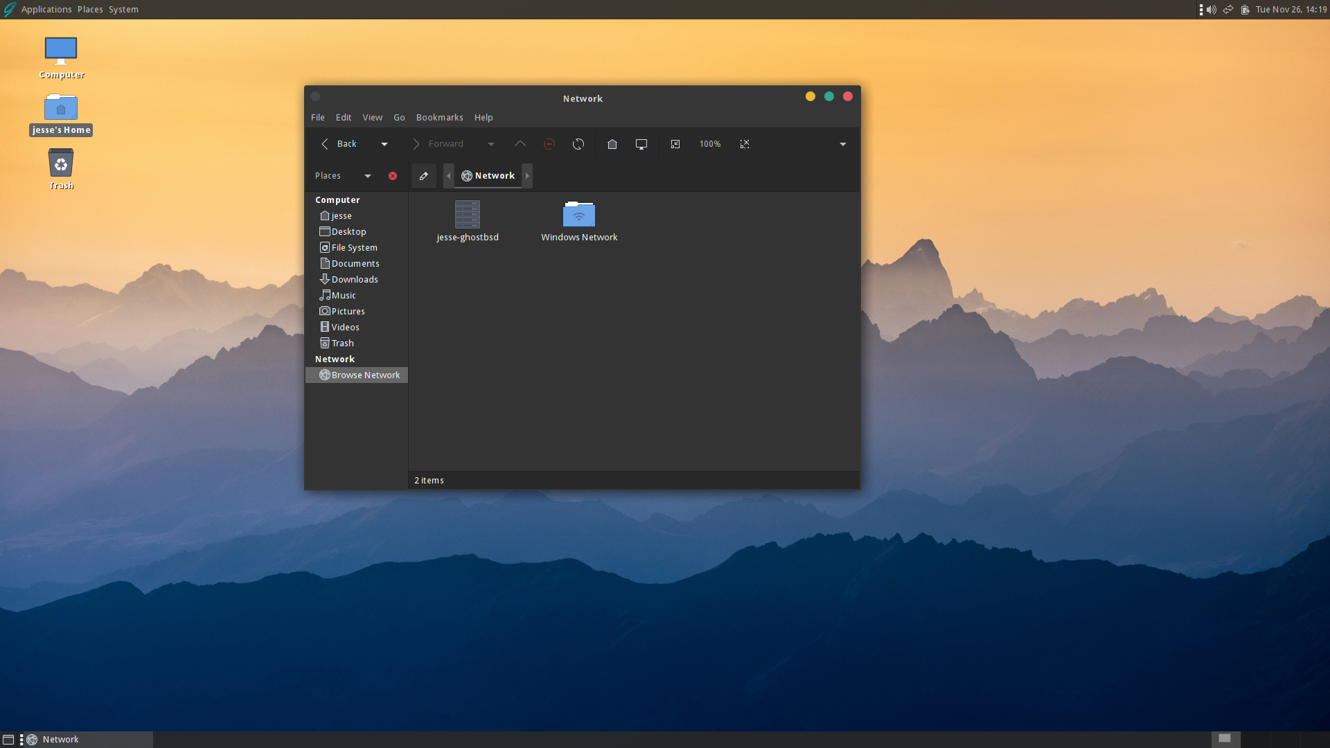 GhostBSD desktop screenshot: 24.10.1 dark