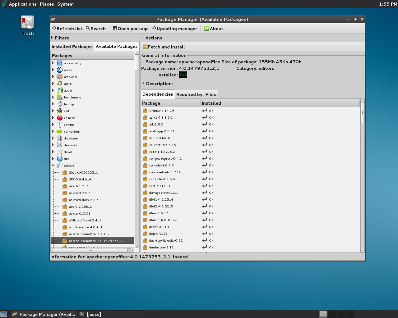 GhostBSD desktop screenshot: 3.5 packages
