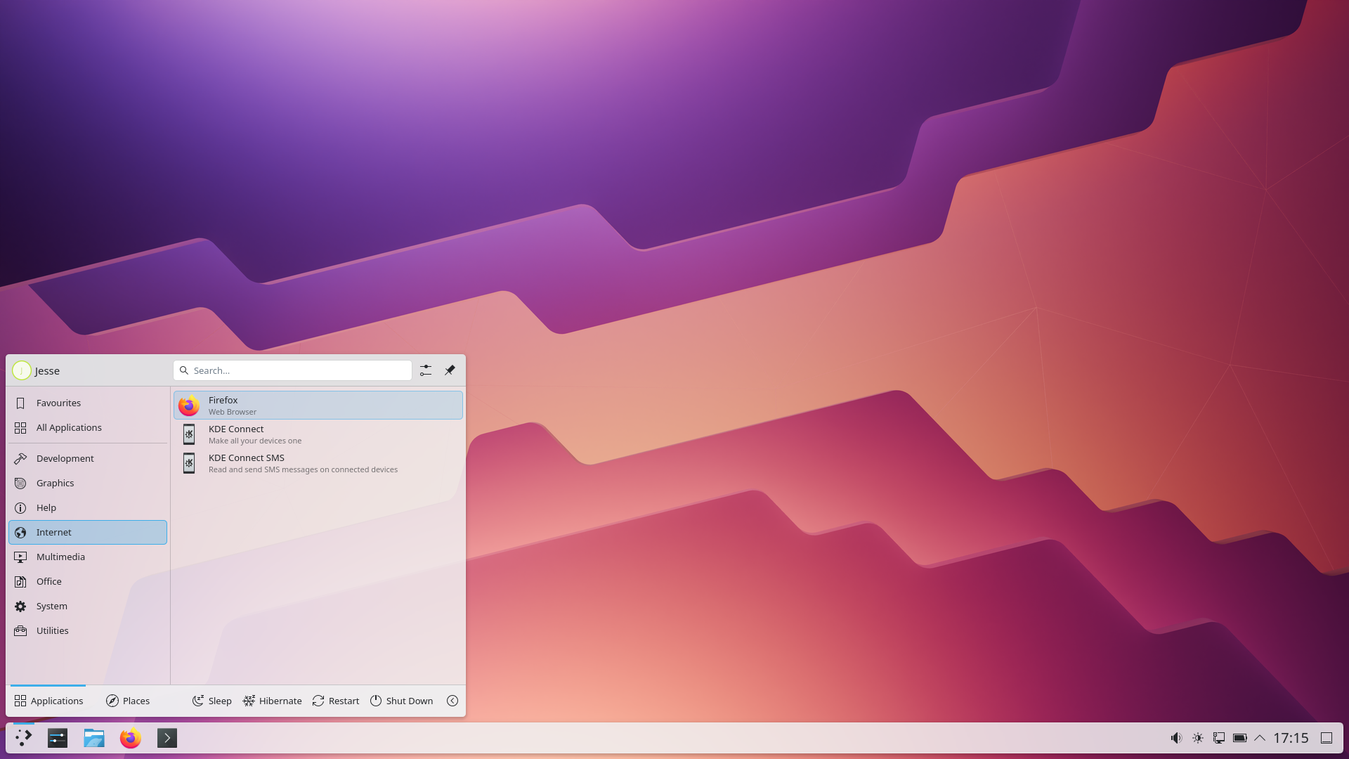 GLF desktop screenshot: omnislash menu