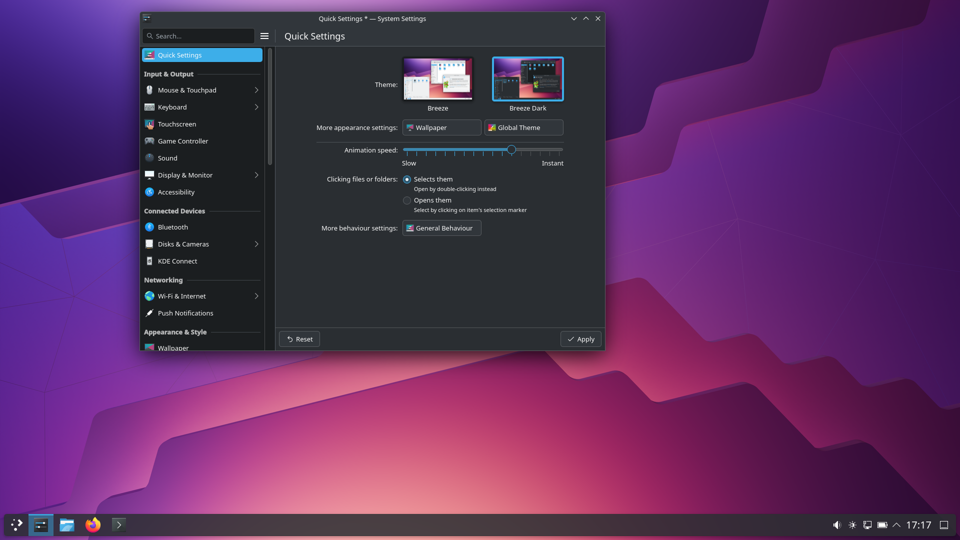 GLF desktop screenshot: omnislash settings
