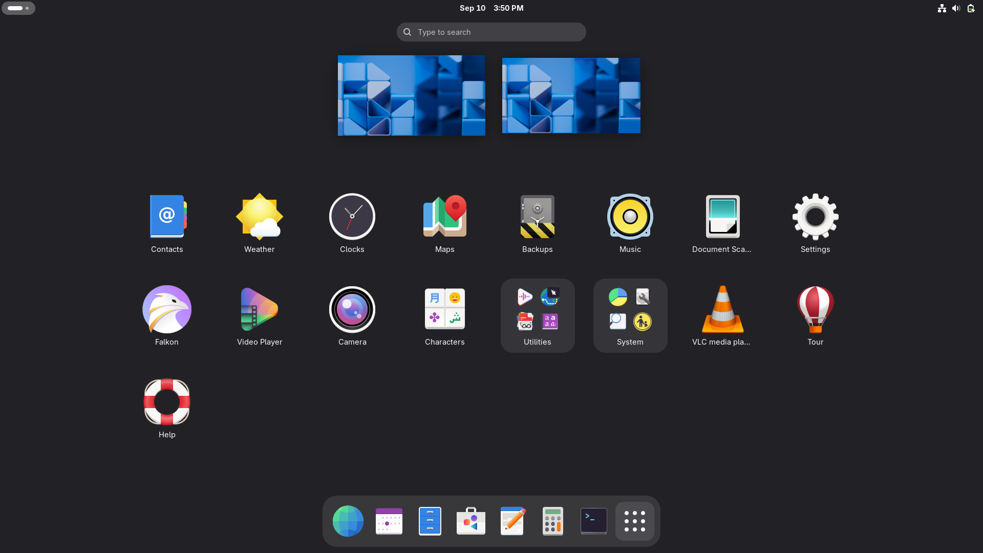 GNOME OS desktop screenshot: 49 applications