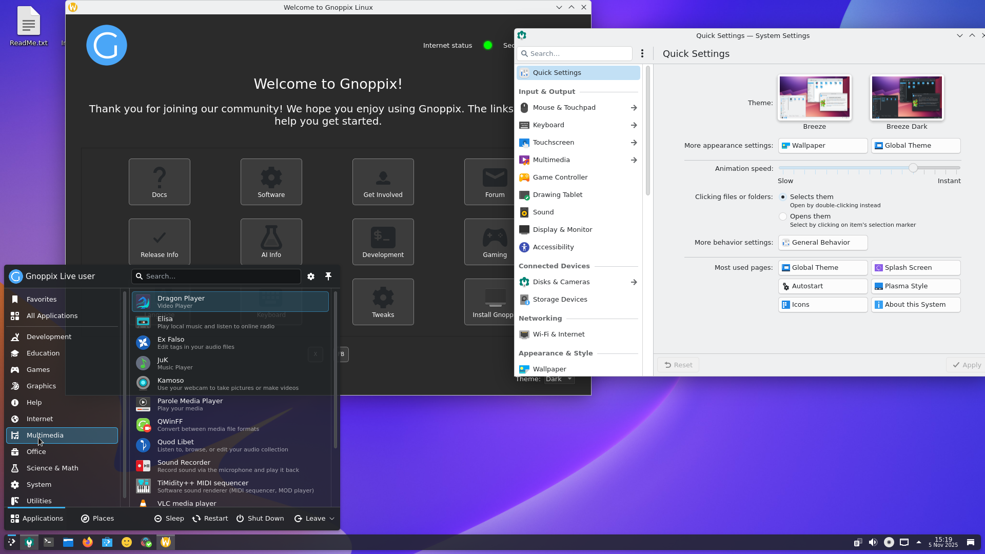 Gnoppix desktop screenshot: 25 10 french