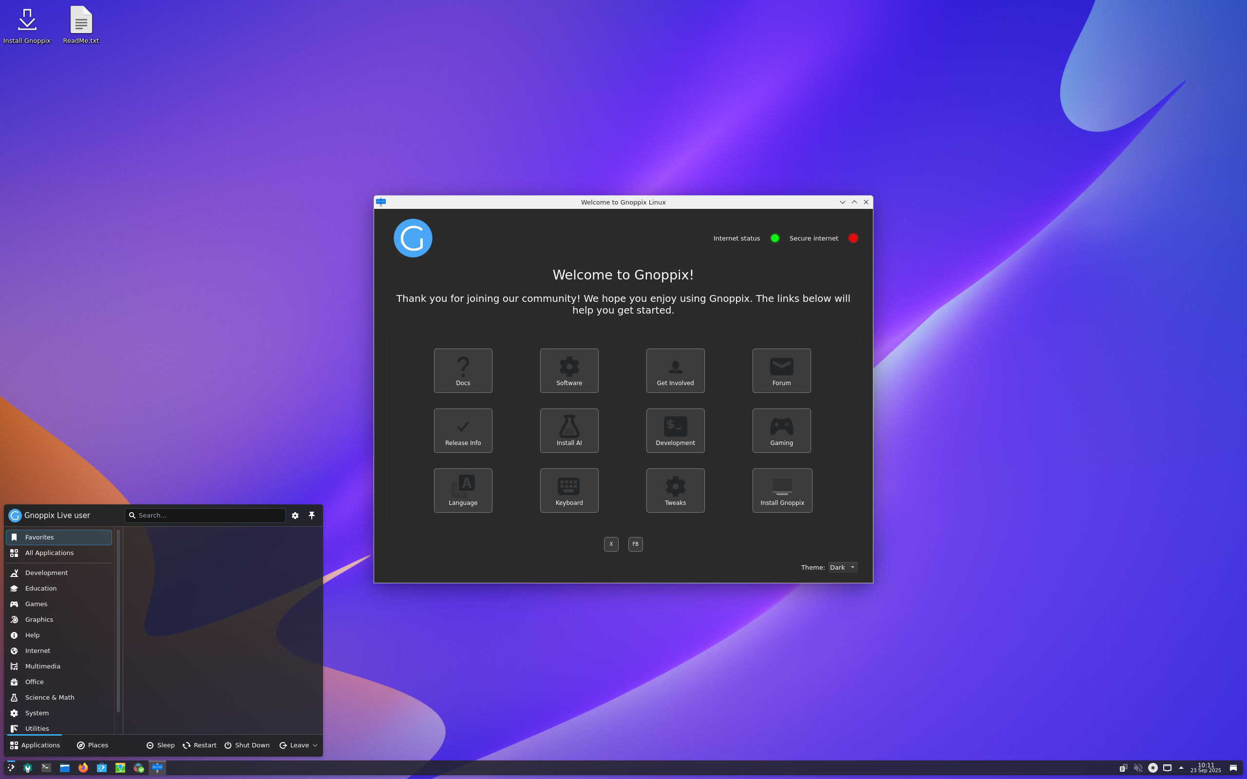 Gnoppix desktop screenshot: 25 10