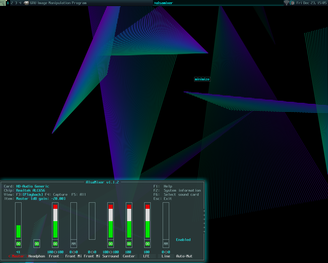 GoboLinux desktop screenshot: 016 audio